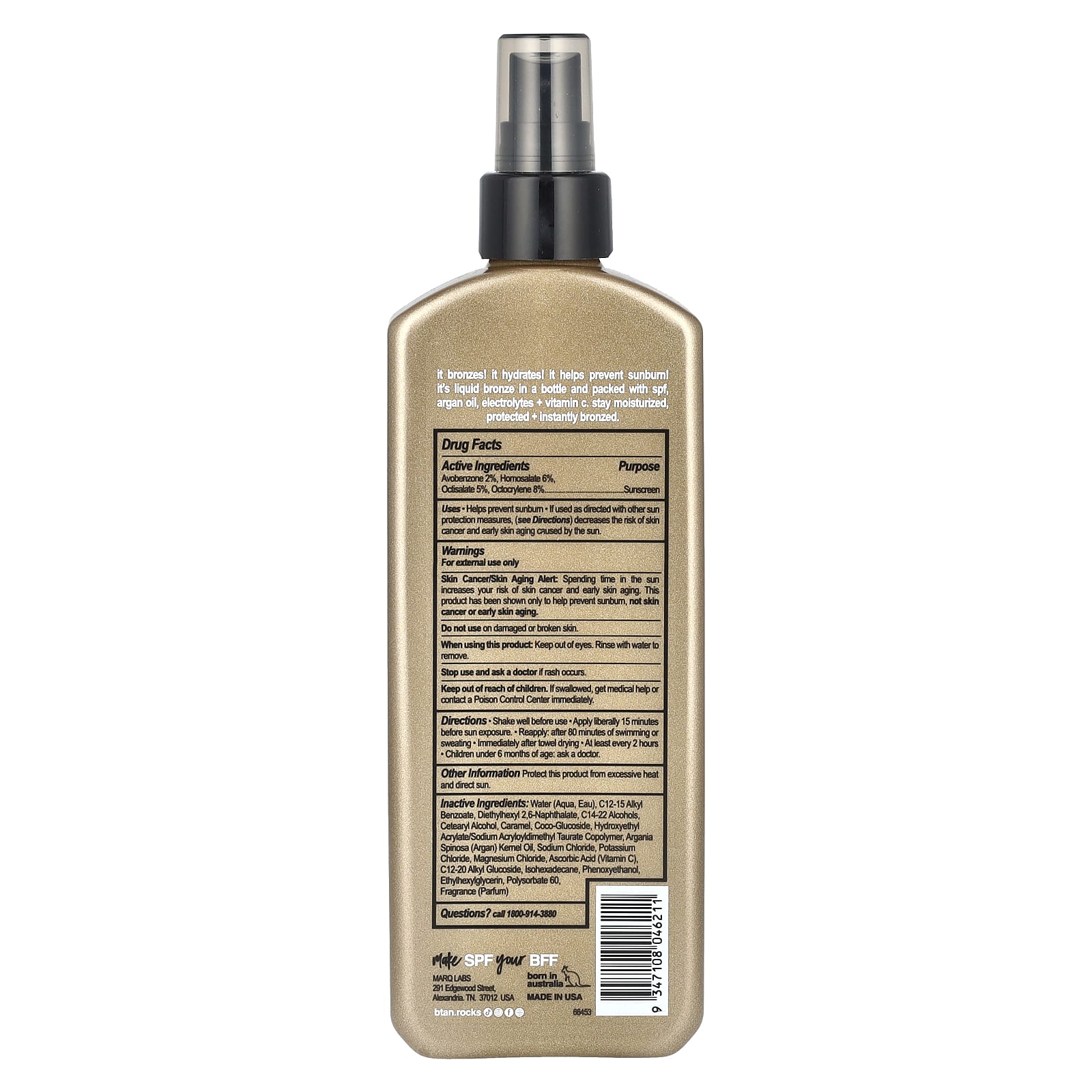 b.tan, Bronze In A Bottle, бронзирующий лосьон-спрей, SPF 7, 250 мл (8,45 жидк. Унции)