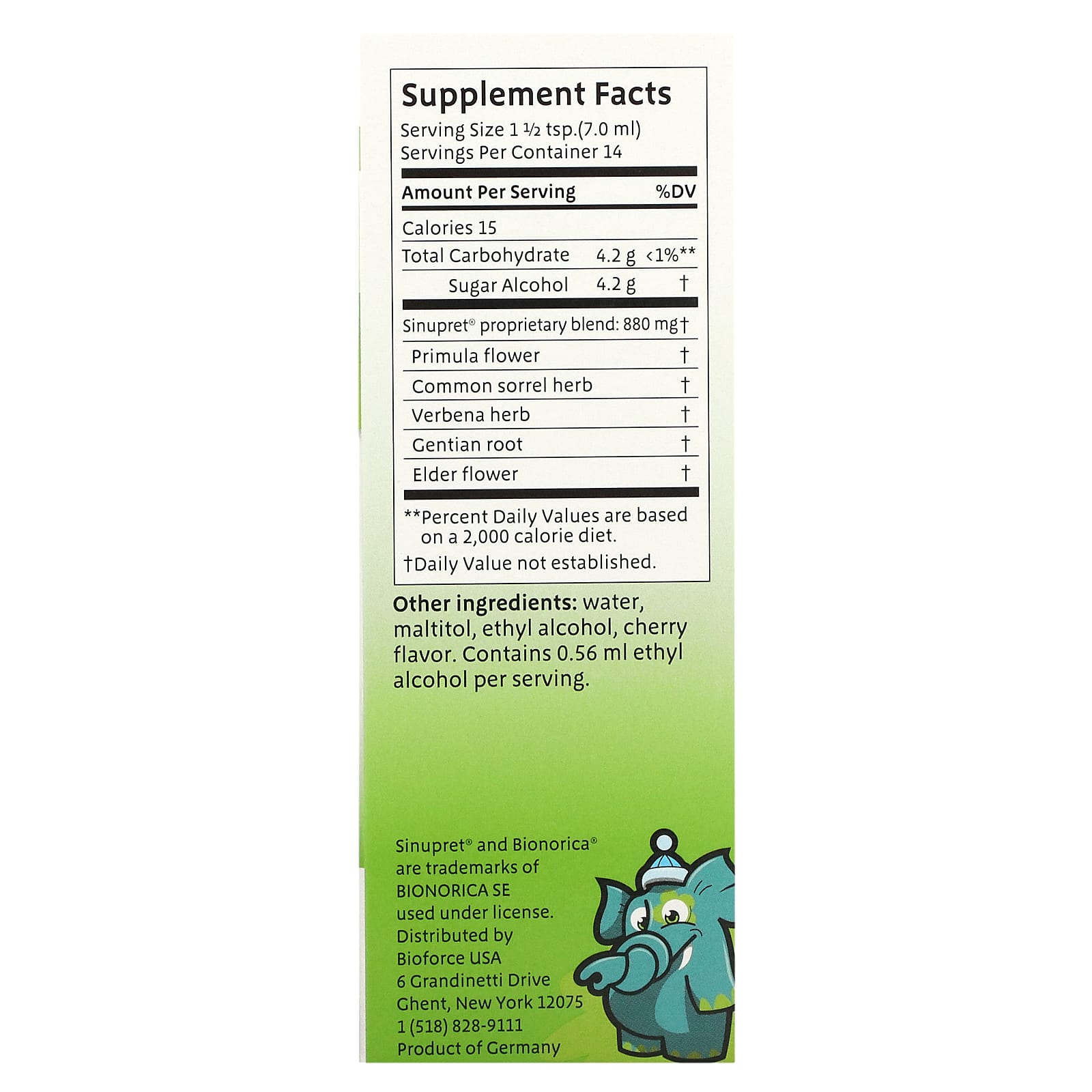 Bionorica, Sinupret, сироп для детей, 100 мл (3,38 жидкой унции)
