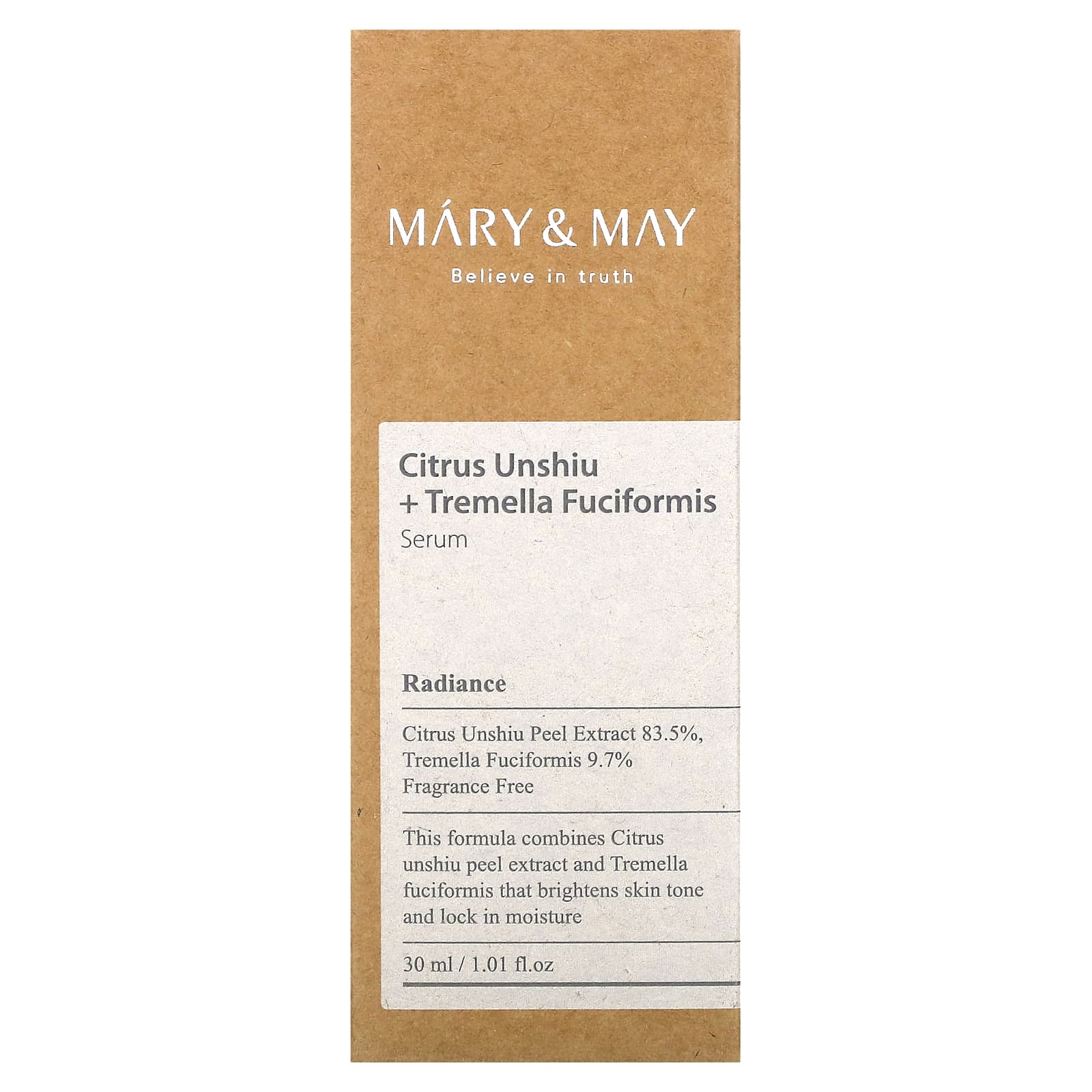 Mary & May, сыворотка с цитрусами уншиу и тремеллой фукусовидной (Tremella fuciformis), 30 мл (1,01 жидк. унции)