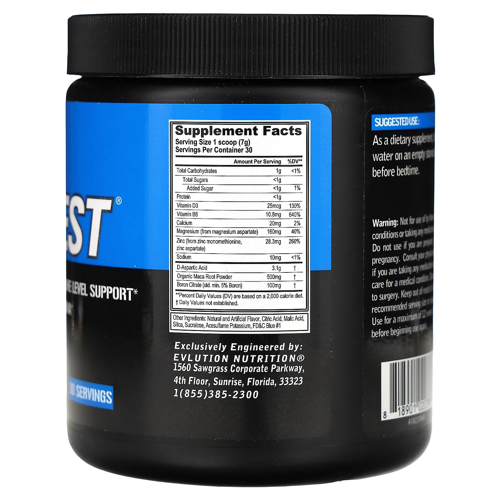 EVLution Nutrition, EVLTest, голубая малина, 210 г (7,4 унции)