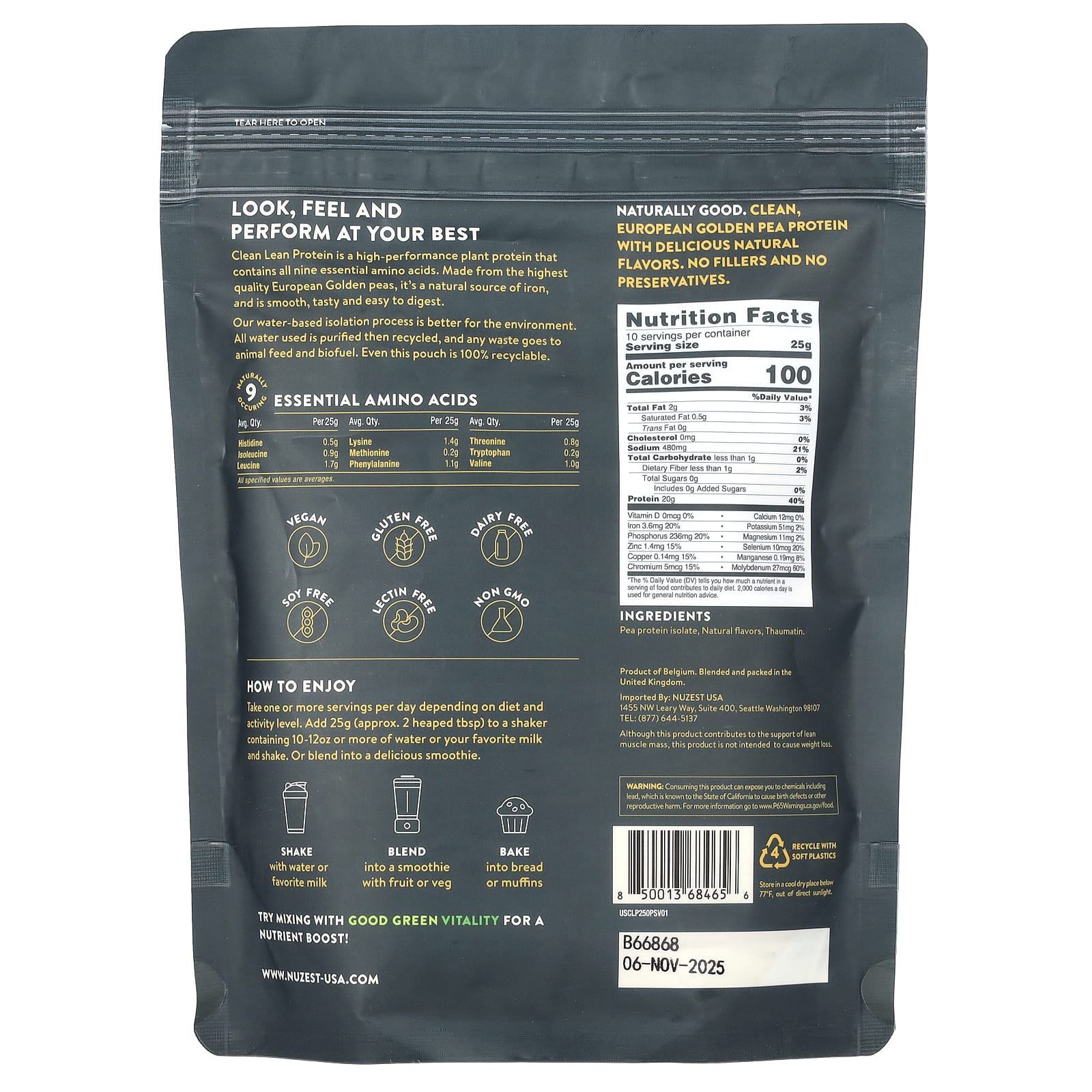 Nuzest, Clean Lean Protein, со вкусом ванили, 250 г (8,8 унции)