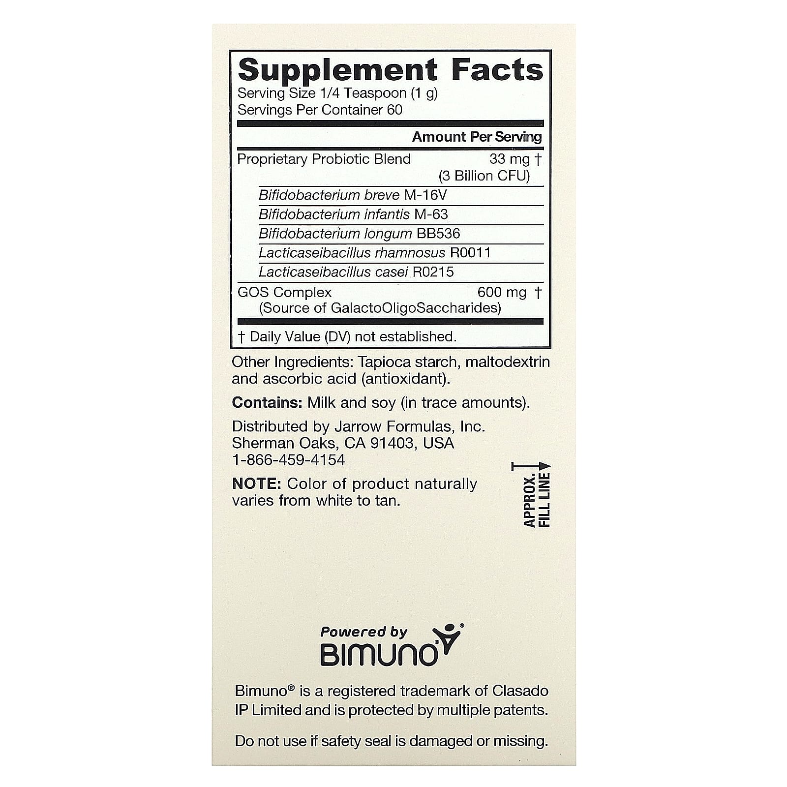 Jarrow Formulas, Jarro-Dophilus, вегетарианский пробиотик, для детей от 3 месяцев, 3 млрд КОЕ, 60 г (2,1 унции)