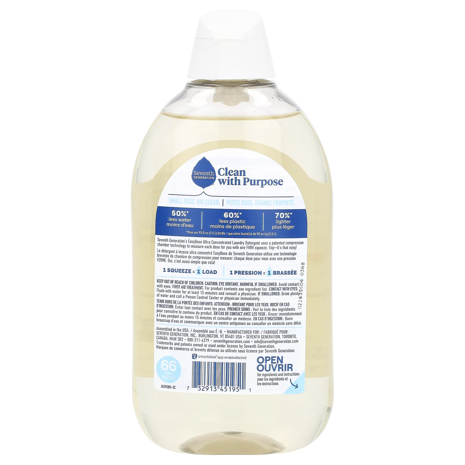 Seventh Generation, Ультраконцентрированное детское средство для стирки Easy Dose, свободное и прозрачное, 683 мл (23,1 жидк. Унции)