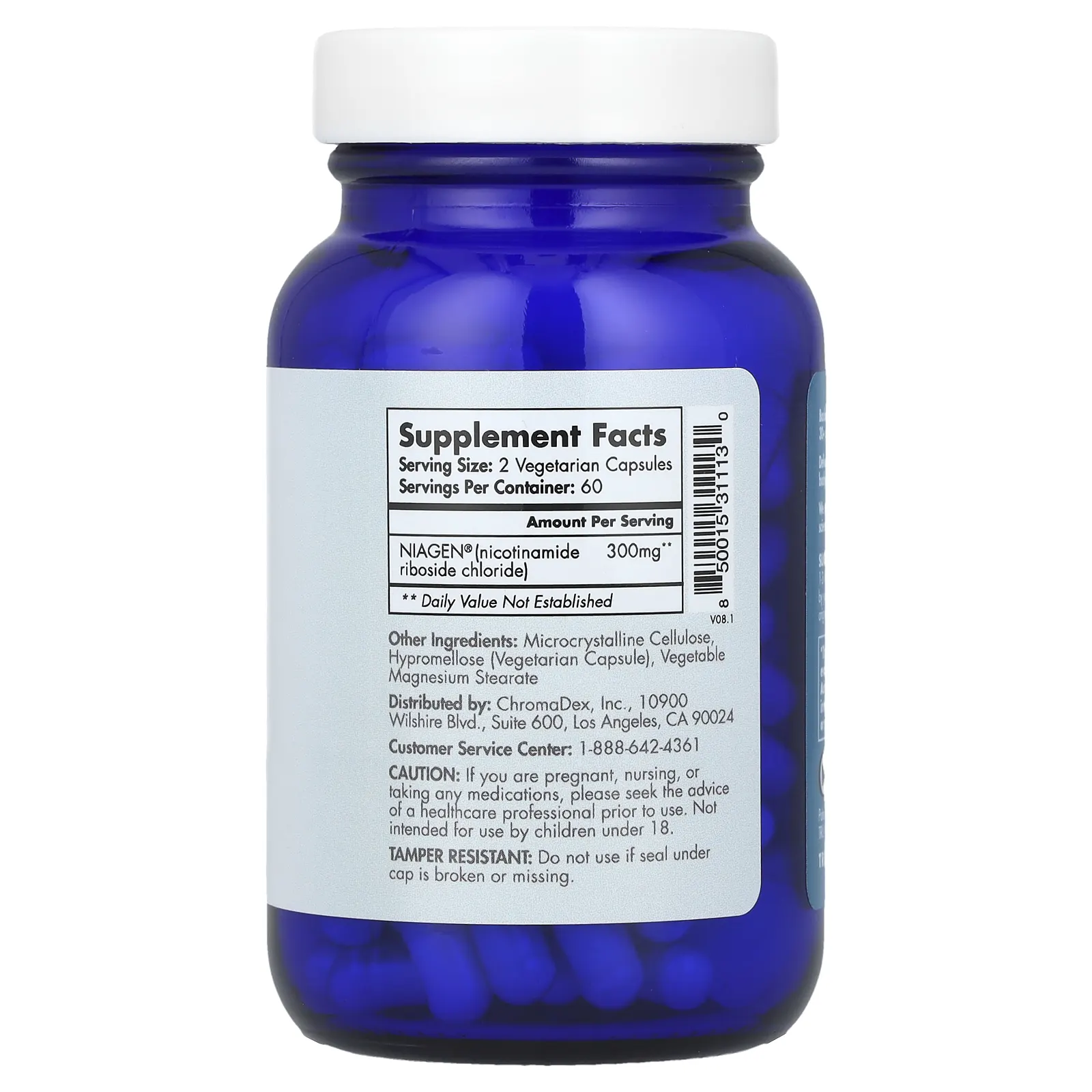 Tru Niagen, никотинамид рибозид, 300 мг, 120 вегетарианских капсул (150 мг в 1 капсуле)