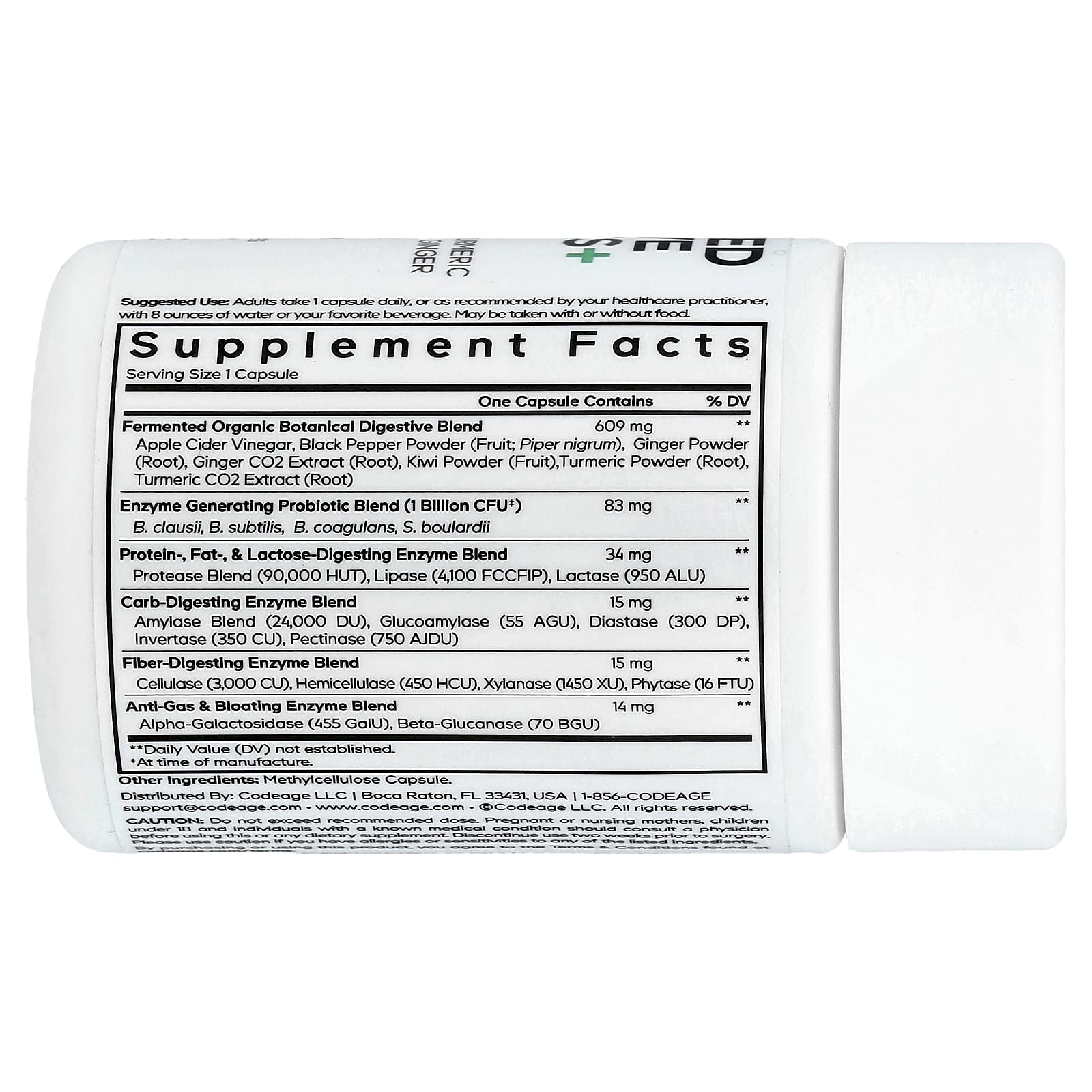 Codeage, Ферментированные пищеварительные ферменты +, 30 растительных капсул