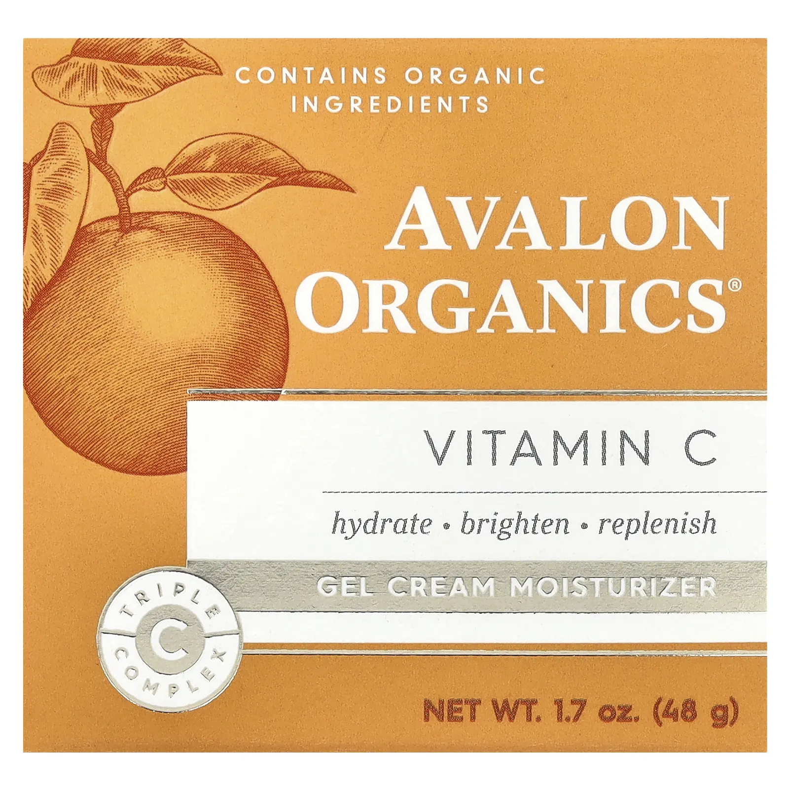 Avalon Organics, Витамин C, увлажняющий гель-крем, 48 г (1,7 унции)