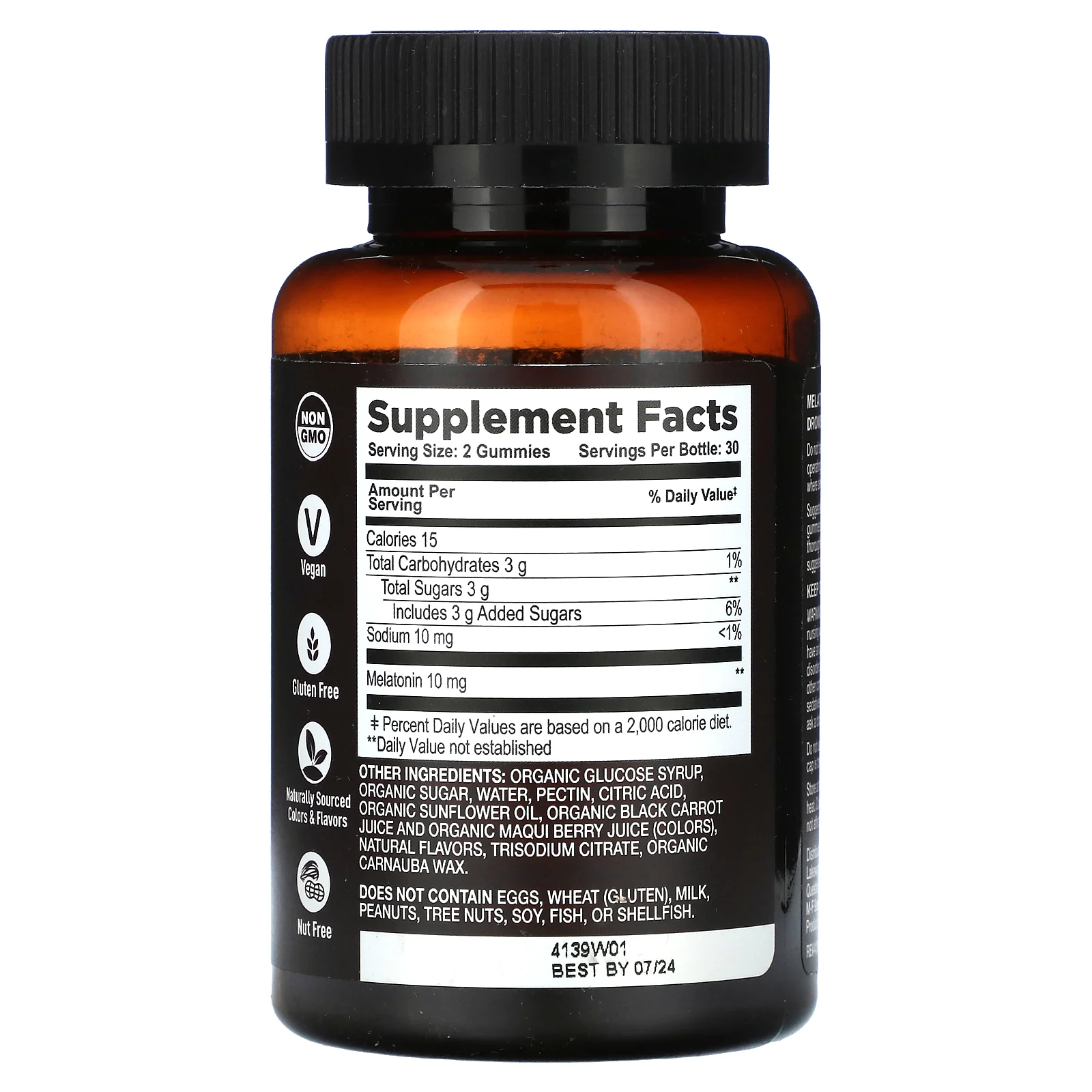 YumV's, Strong Earth, органические жевательные таблетки, мелатонин, максимальная сила действия, со вкусом ягод, 10 мг, 60 жевательных таблеток (5 мг в 1 жевательной таблетке)