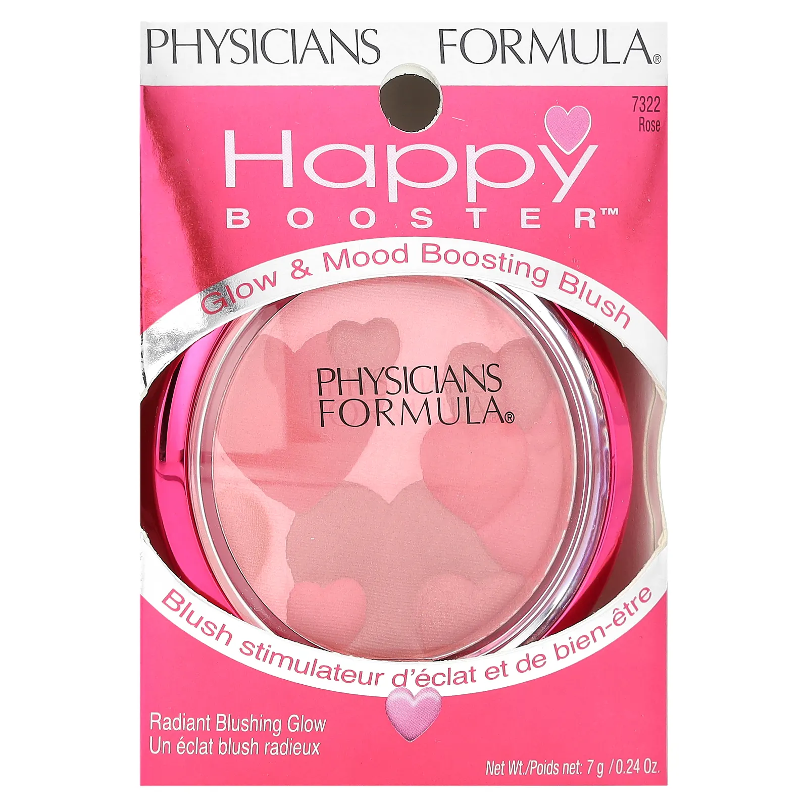 Physicians Formula, Happy Booster, румяна для сияния кожи и настроения, оттенок 7322 розовый, 7 г (0,24 унции)