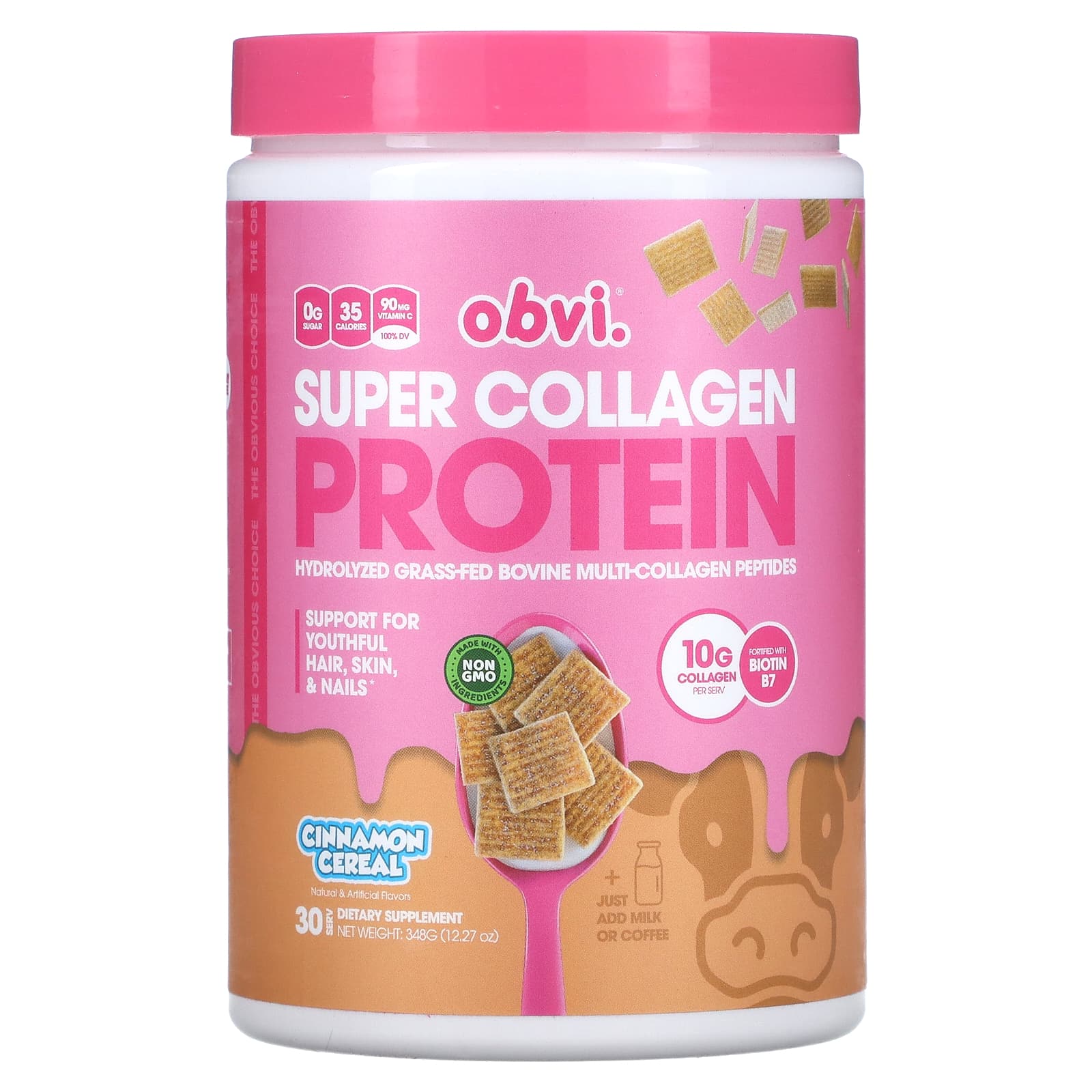 Obvi, Super Collagen Protein, хлопья с корицей, 348 г (12,27 унции)