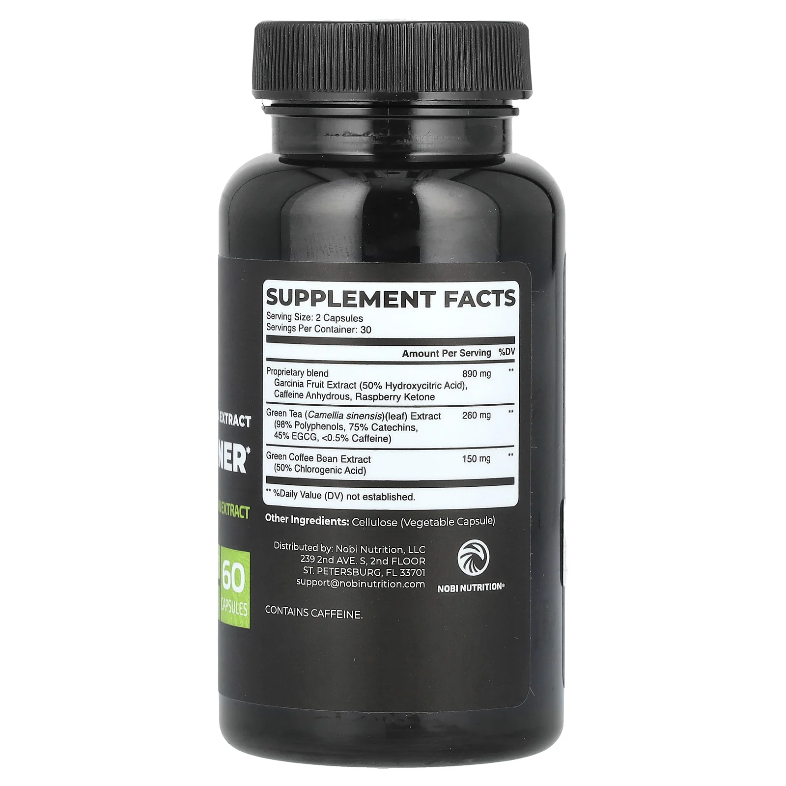 Nobi Nutrition, сжигатель жира, экстракт зеленого чая премиального качества, 60 капсул