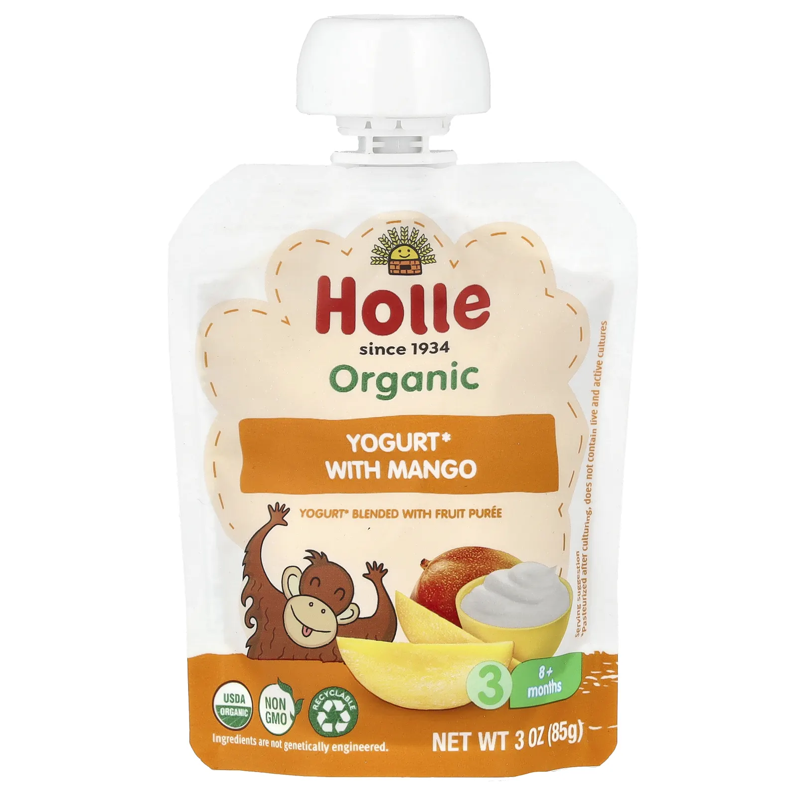 Holle, Органический йогурт с манго, от 8 месяцев, 85 г (3 унции)