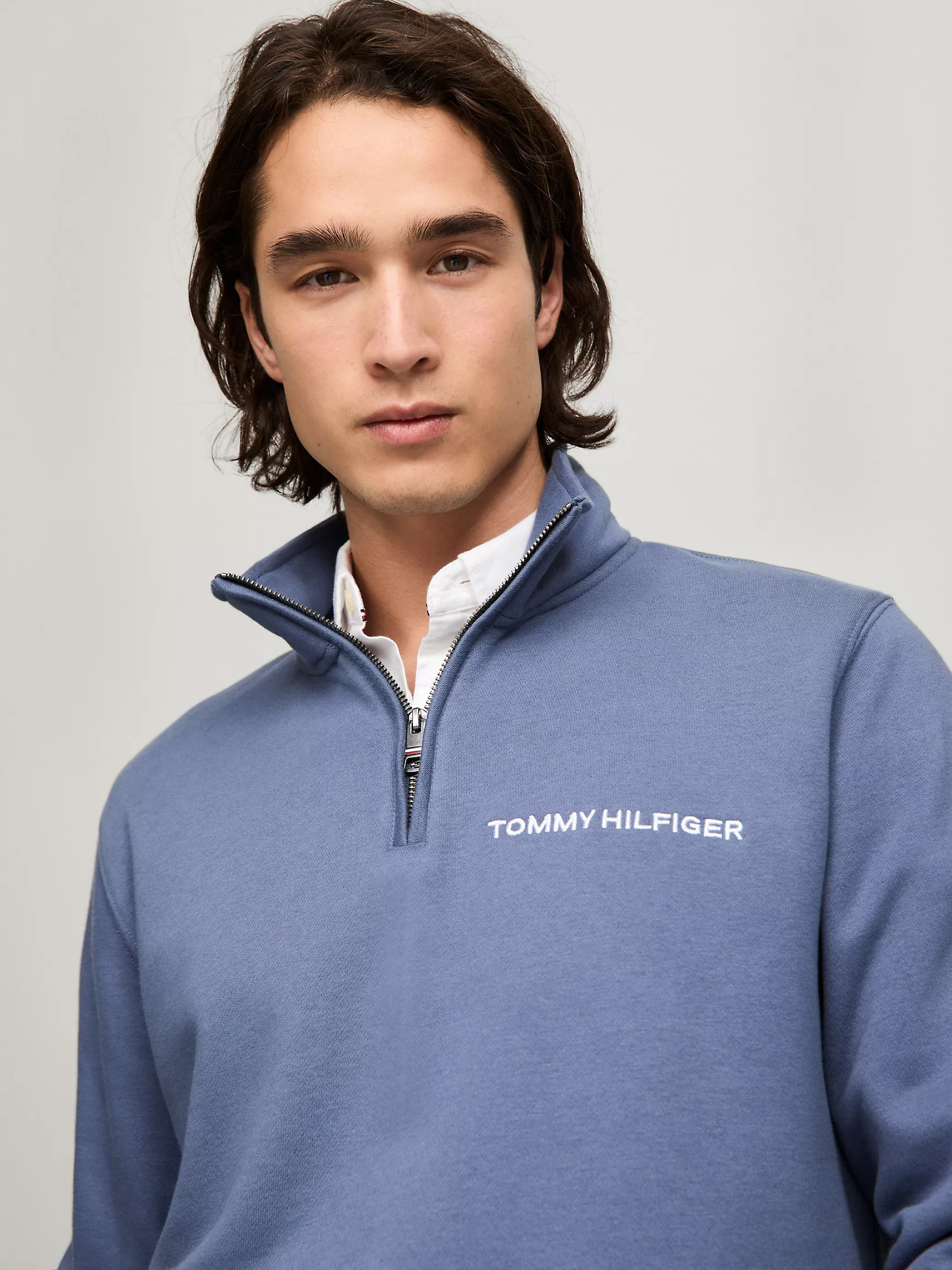 Мужская толстовка Tommy Hilfiger, Свитшот на половинной молнии с вышитым логотипом