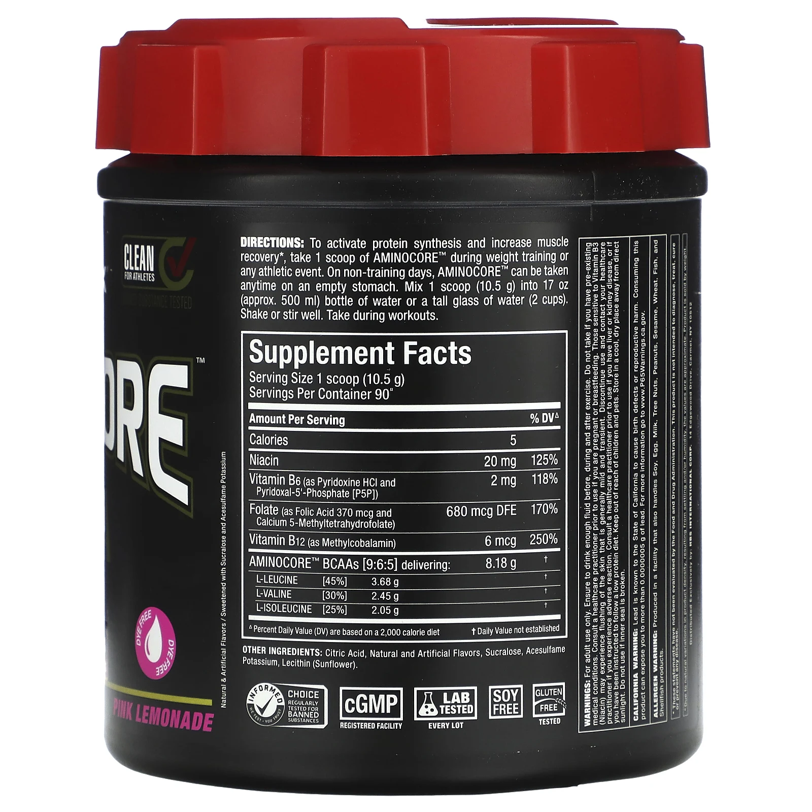 ALLMAX, AMINOCORE BCAA, со вкусом розового лимонада, 945 г (2,1 фунта)