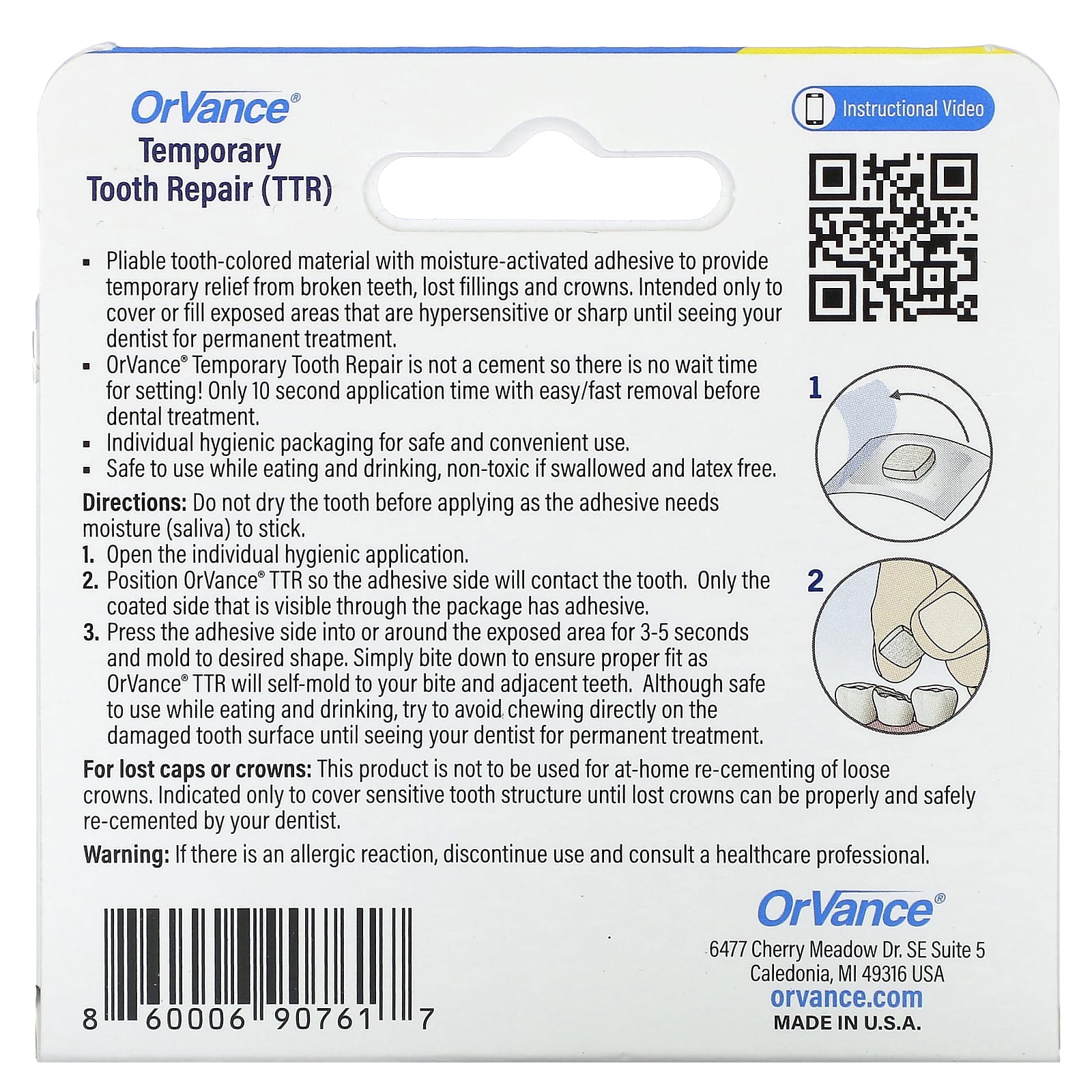 Dentemp, OrVance, временное средство для восстановления зубов, 12 применений