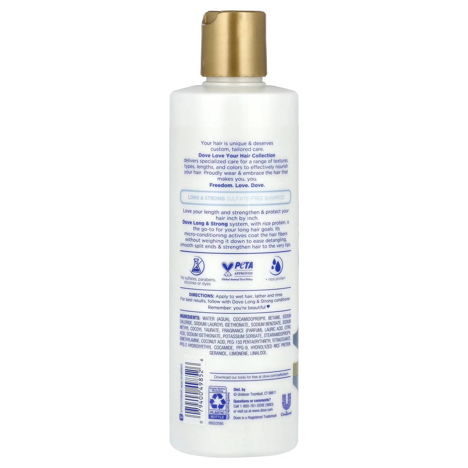 Dove, Love Your Lasting Length, шампунь без сульфатов, 400 мл (13,5 жидк. Унции)