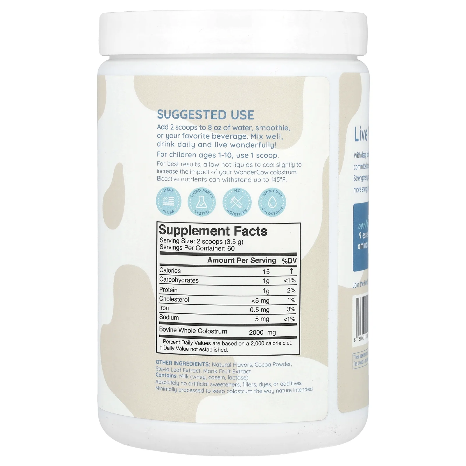 Wondercow, Молозиво в порошке, шоколад, 209 г (7,4 унции)