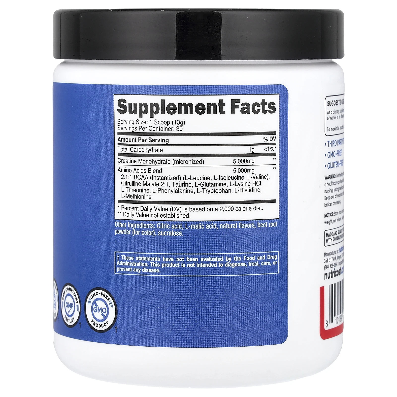 Nutricost, Performance, креатин и аминокислоты, фруктовый пунш, 387 г (13,8 унции)