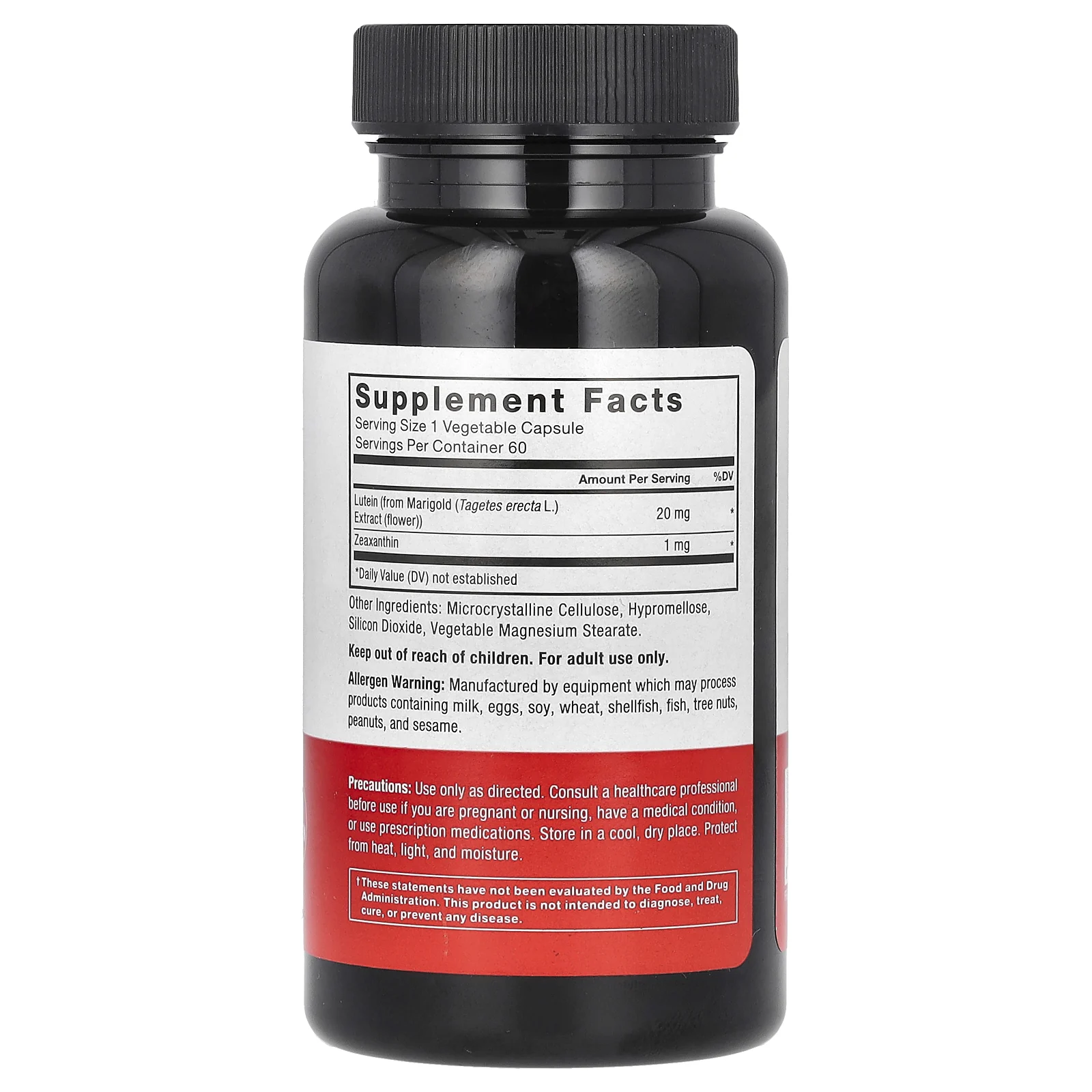 Force Factor, лютеин, 20 мг, 60 растительных капсул