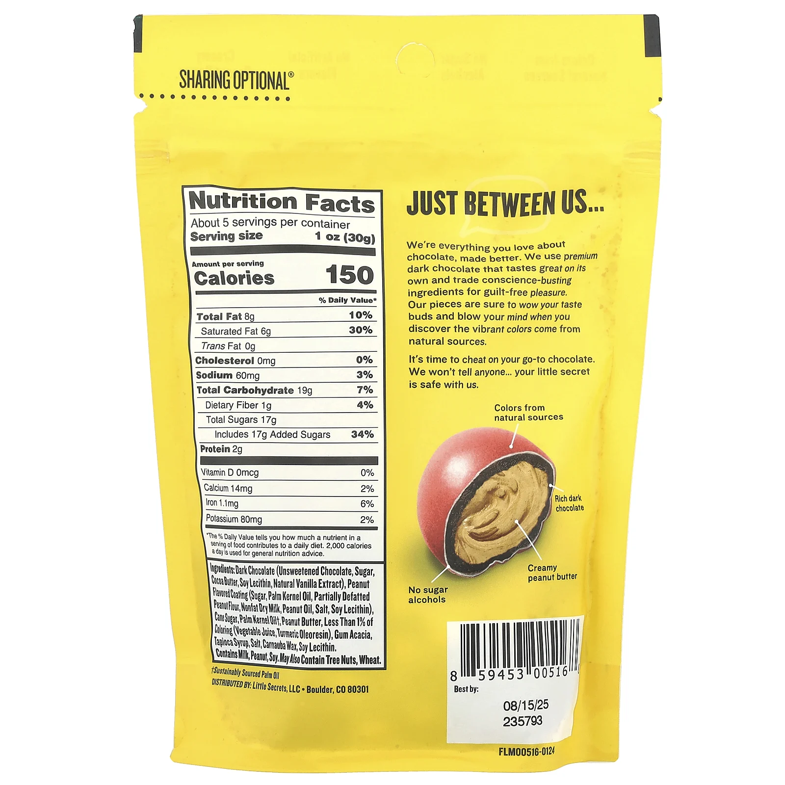 Little Secrets, Кусочки арахисовой пасты, темный шоколад, 142 г (5 унций)