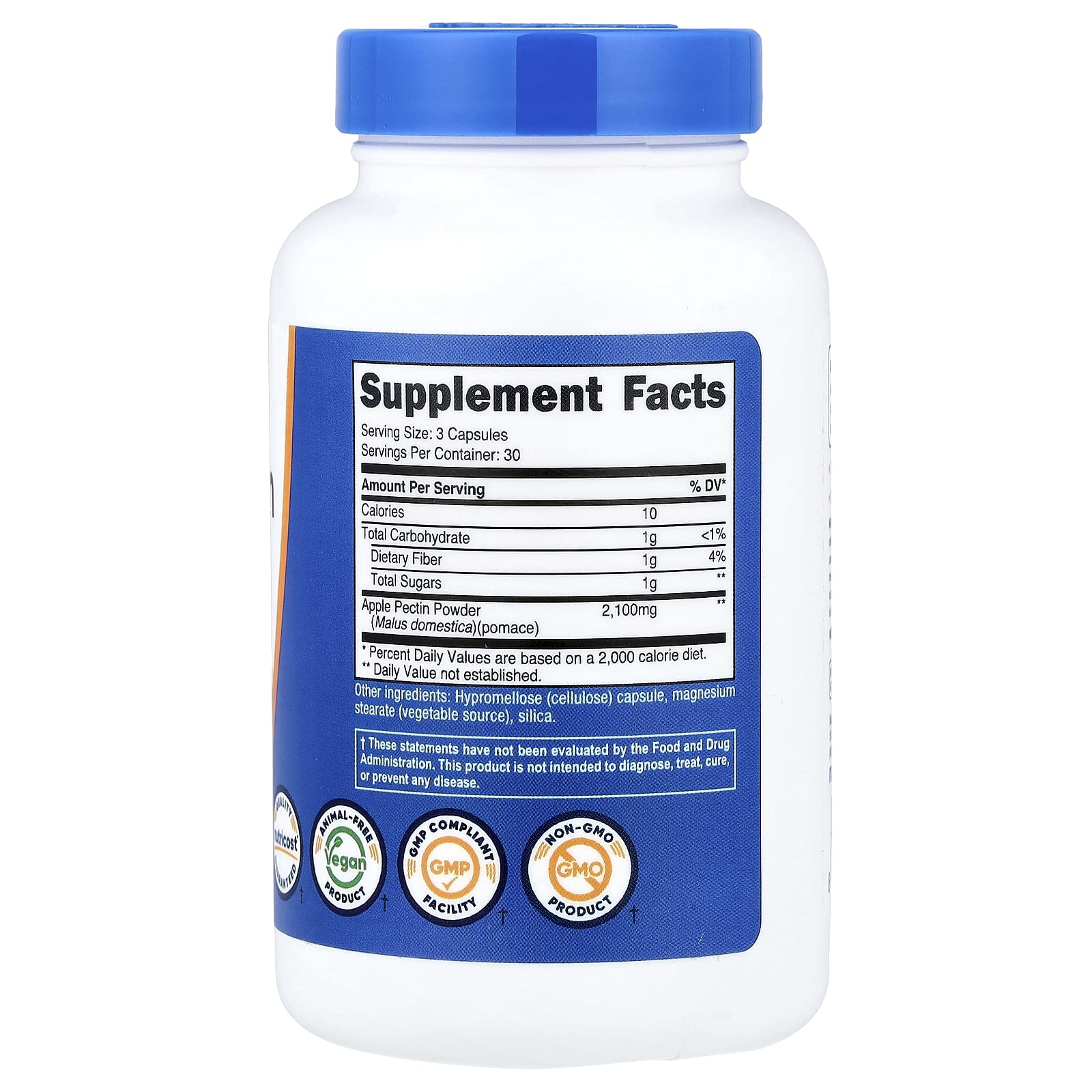 Nutricost, яблочный пектин, 90 капсул (700 мг в 1 капсуле)