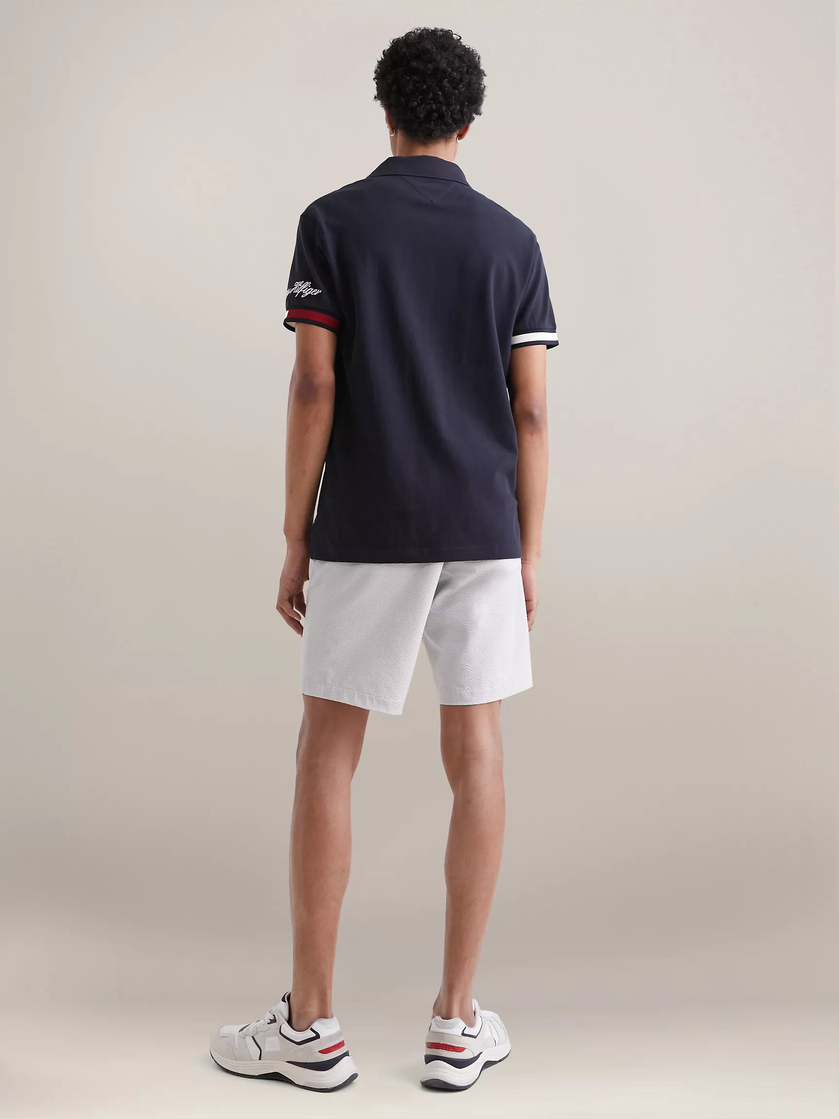 Мужское поло Tommy Hilfiger, Приталенное поло с логотипом флага на манжетах