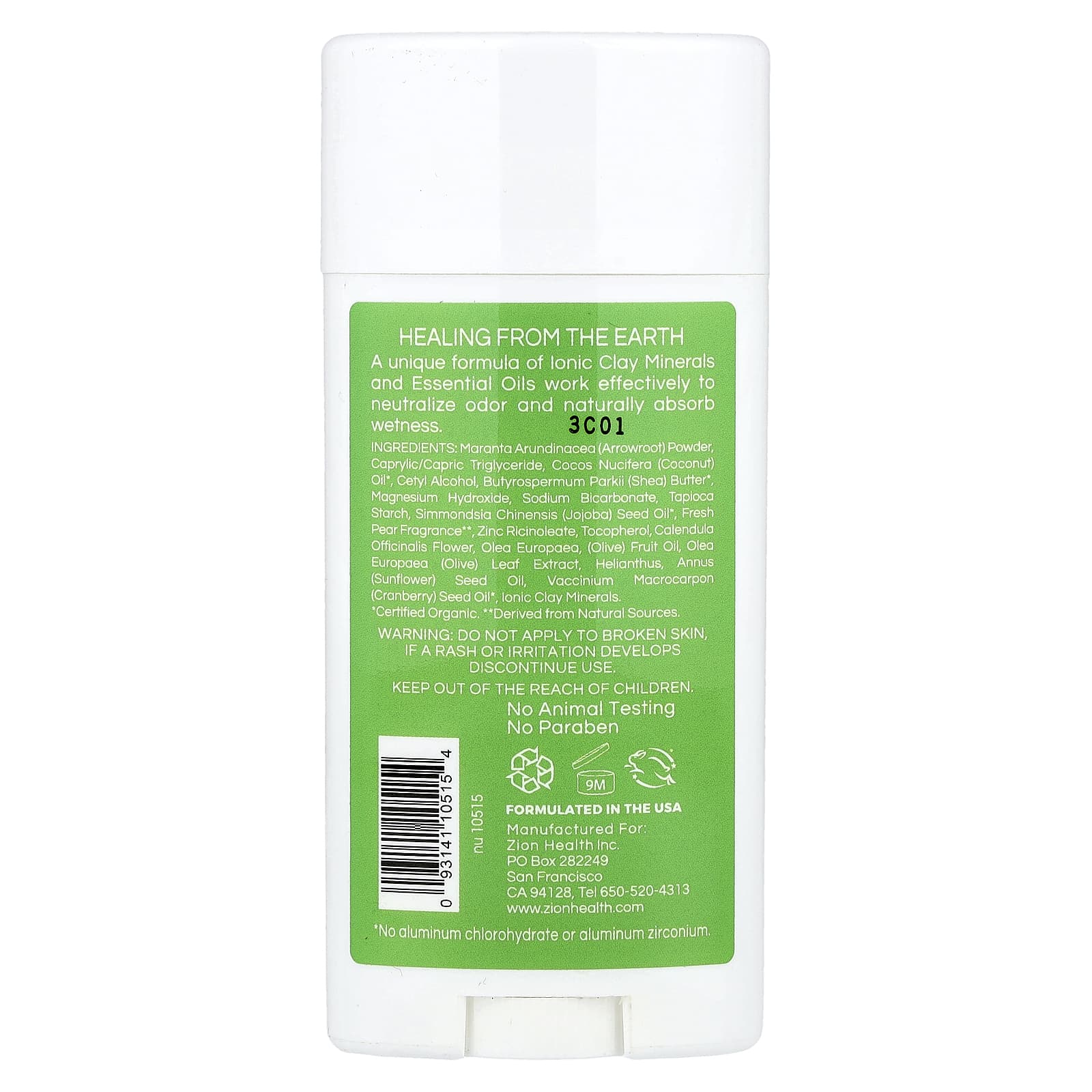 Zion Health, Bold, дезодорант ClayDry, свежесть груши, 80 г (2,8 унции)