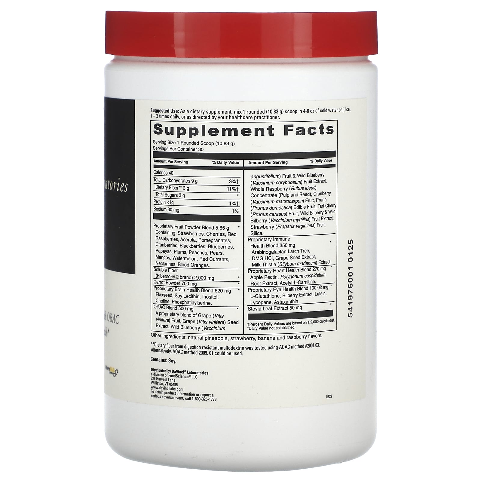 DaVinci Laboratories of Vermont, Spectra Reds, борец со свободными радикалами, 324,9 г (11,5 унции)