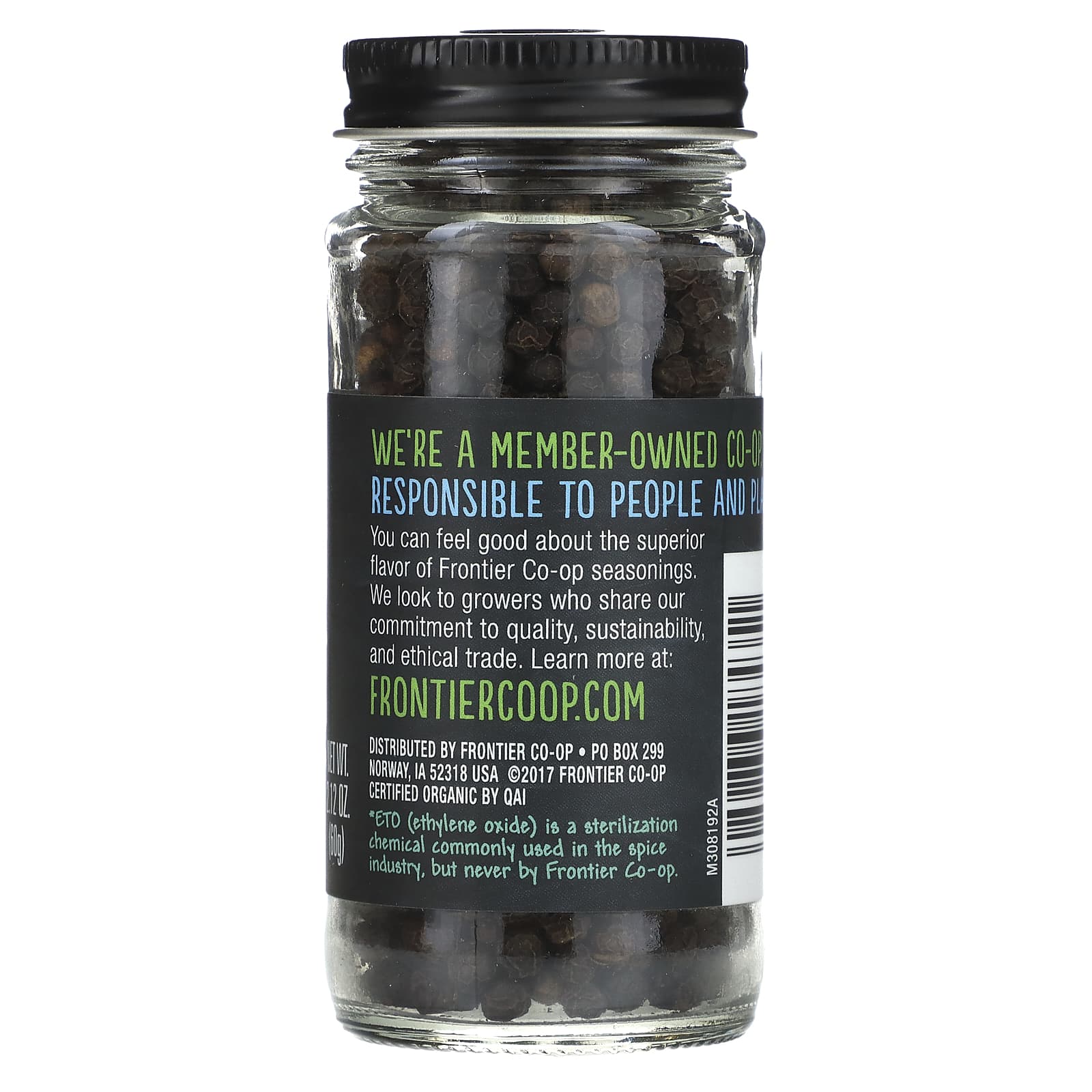 Frontier Co-op, органический черный перец горошком, 60 г (2,12 унции)