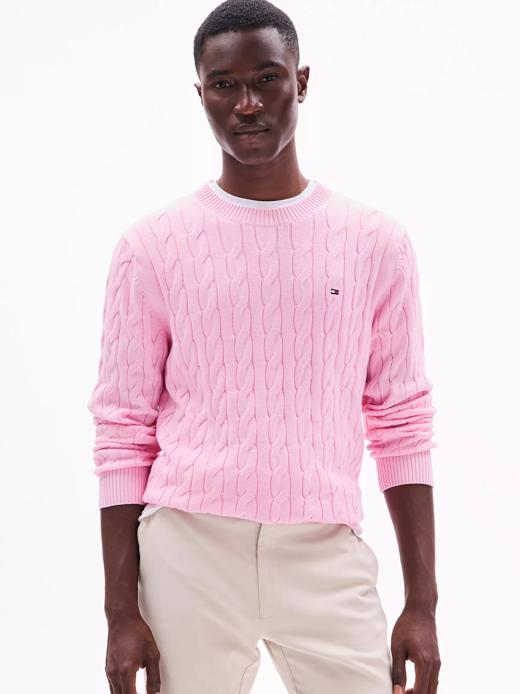 Мужской свитер Tommy Hilfiger, Свитер с узором "косы" и круглым вырезом