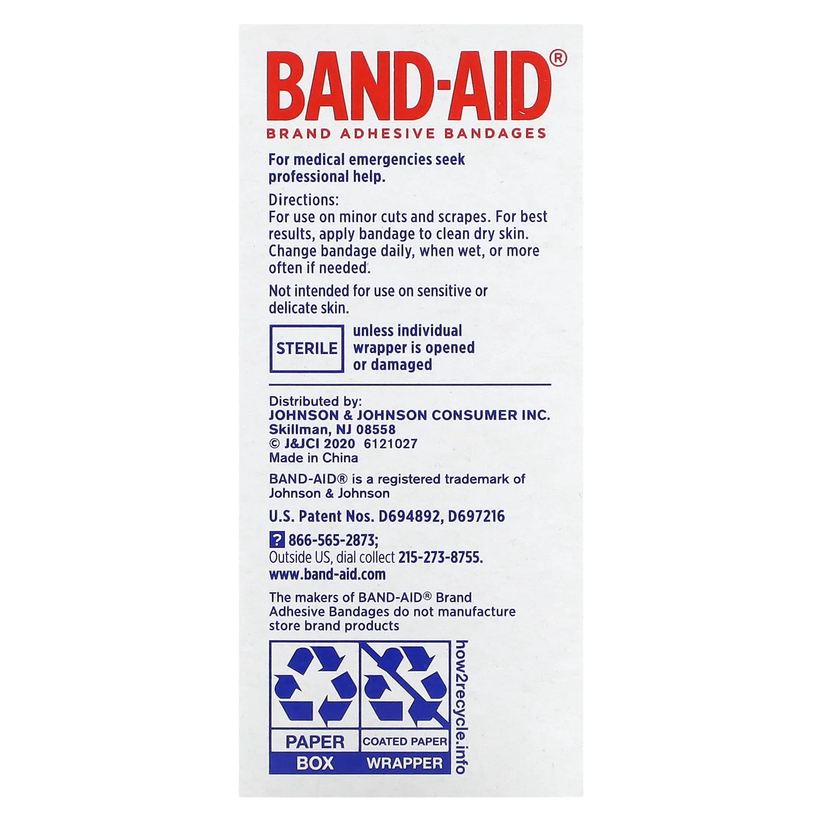 Band Aid, лейкопластыри, прочные полоски, 60 шт.