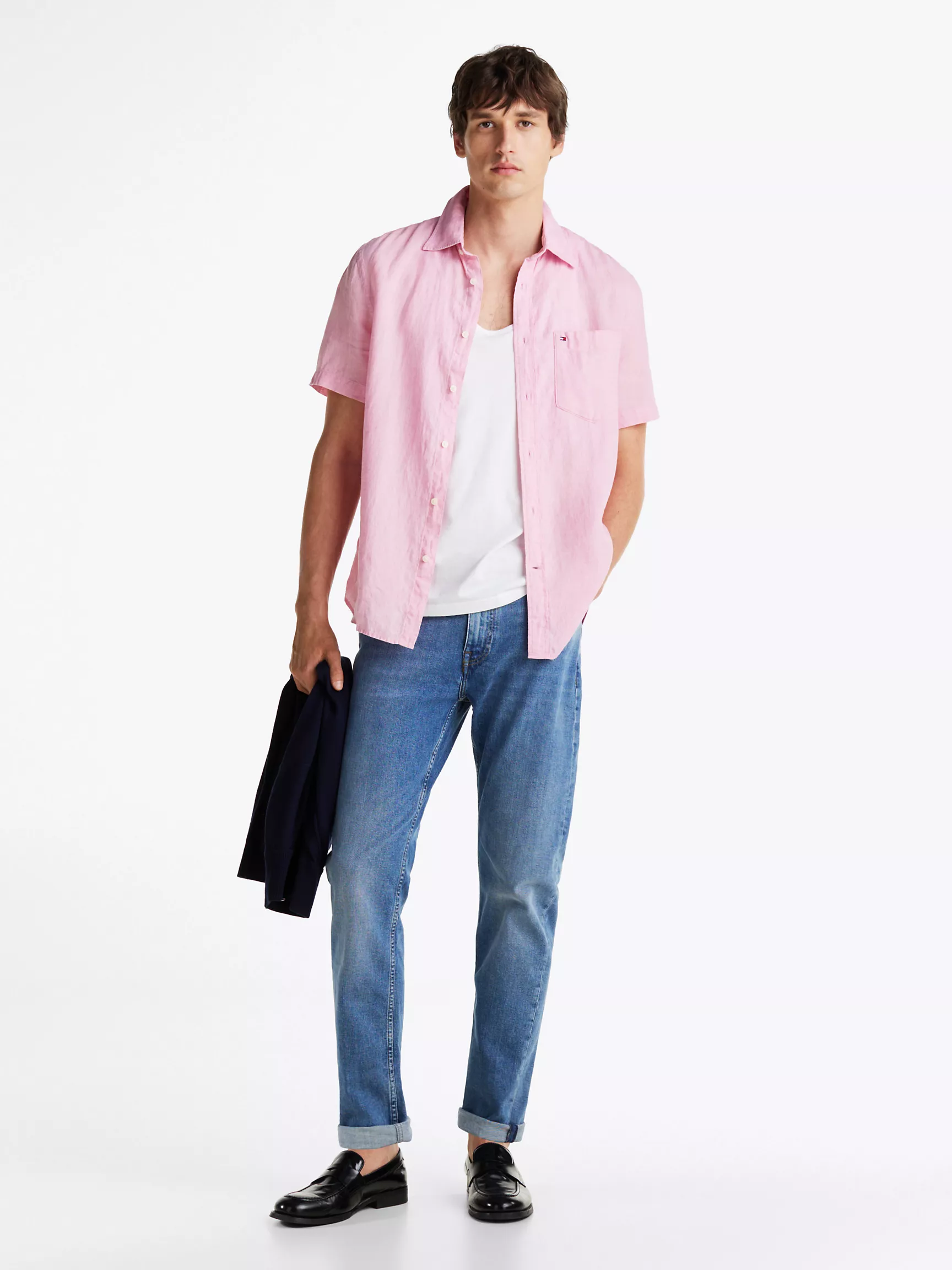 Мужская рубашка Tommy Hilfiger, Рубашка из окрашенного льна с короткими рукавами