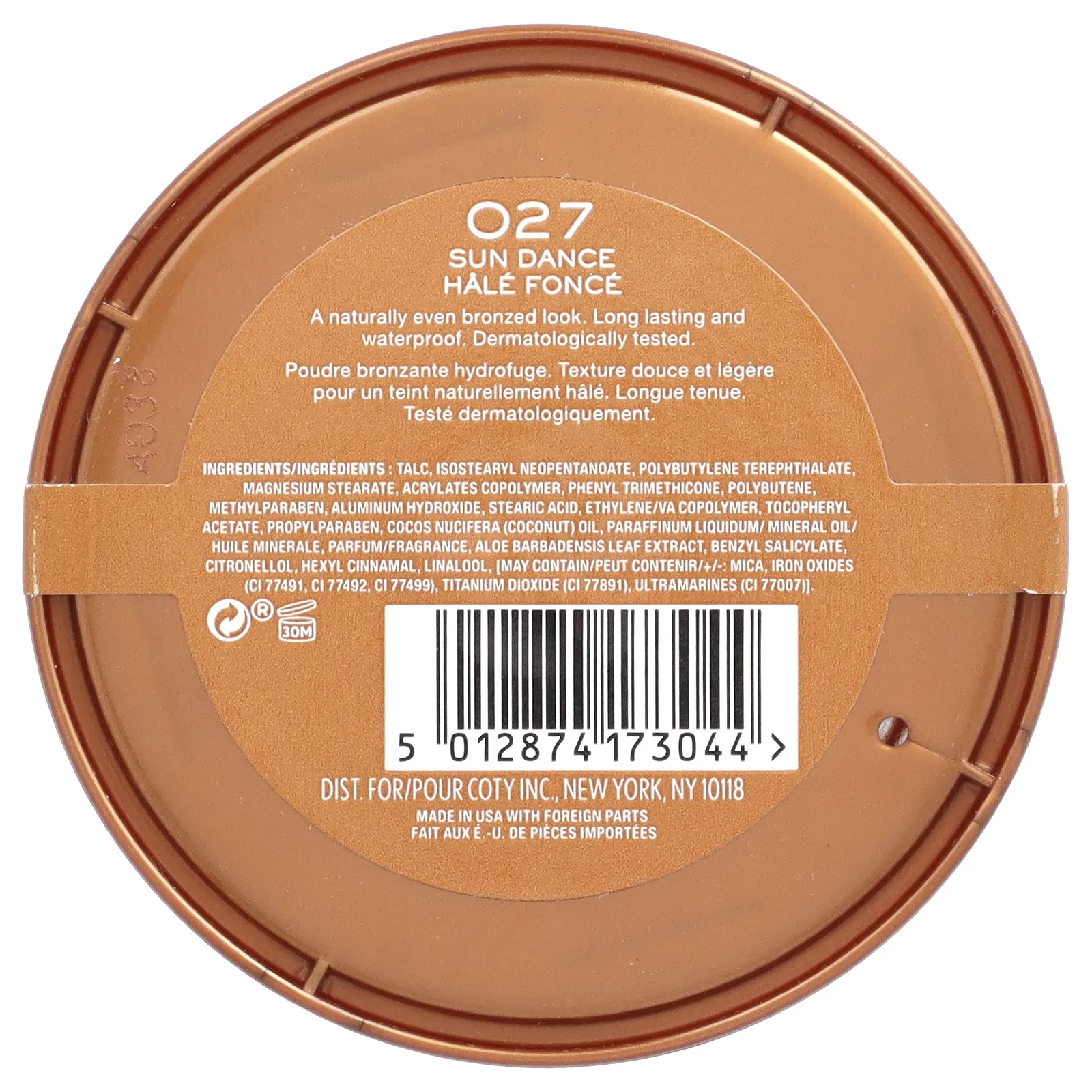Rimmel London, Natural Bronzer, водостойкая бронзирующая пудра, 027 Sun Dance, 14 г (0,49 унции)