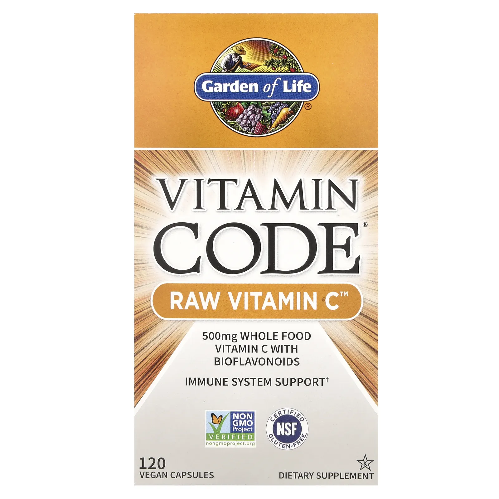 Garden of Life, Vitamin Code, витамин C RAW, 250 мг, 120 веганских капсул
