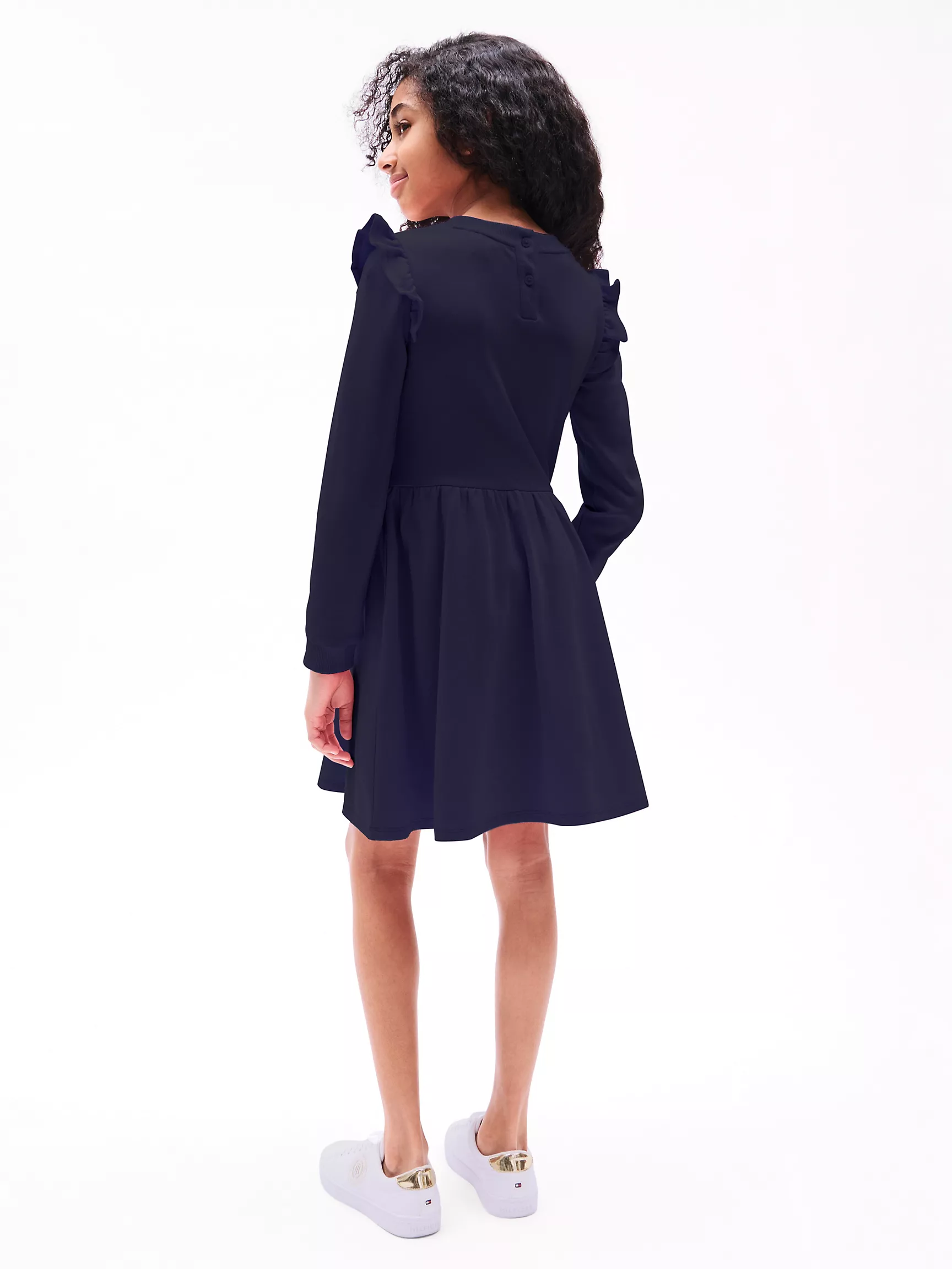 Платье для девочек Tommy Hilfiger, Детское платье Punto с длинным рукавом и рюшами