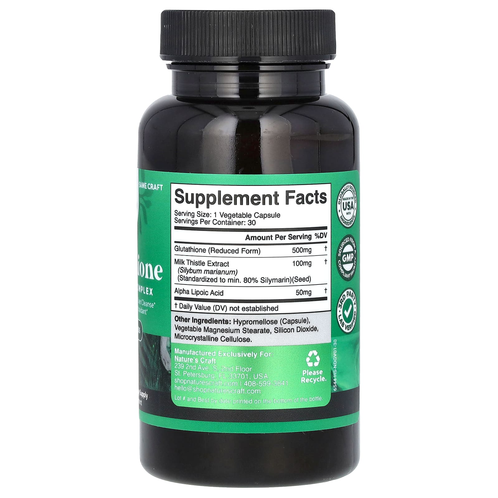 Nature's Craft, глутатион, улучшенный комплекс, 30 капсул