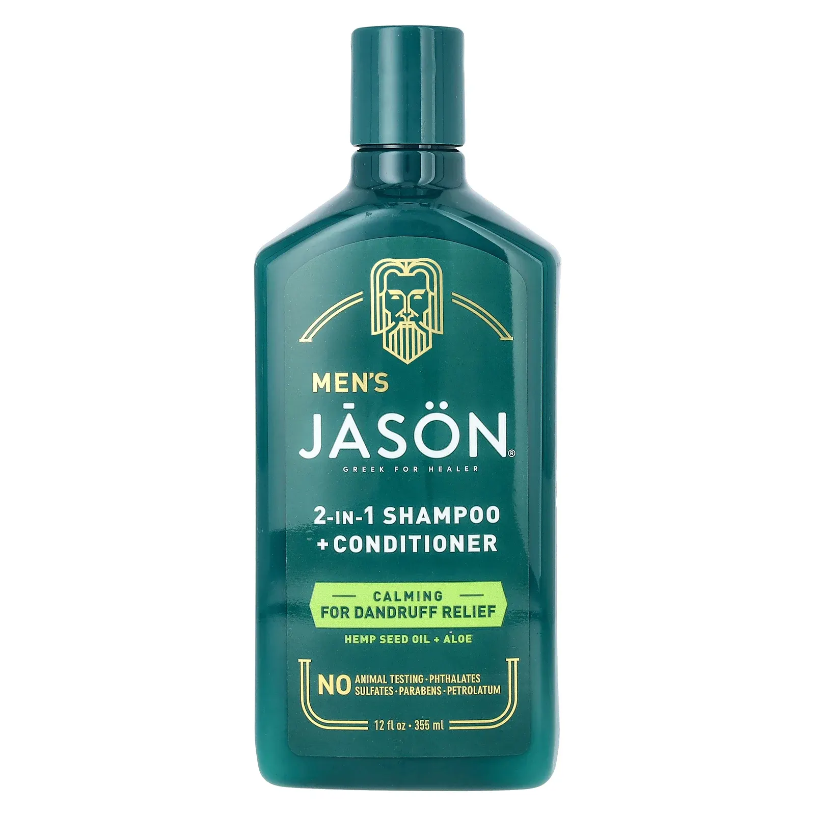 Jason Natural, Для мужчин, шампунь 2 в 1 и кондиционер, от перхоти, масло семян конопли и алоэ, 355 мл (12 жидк. Унций)