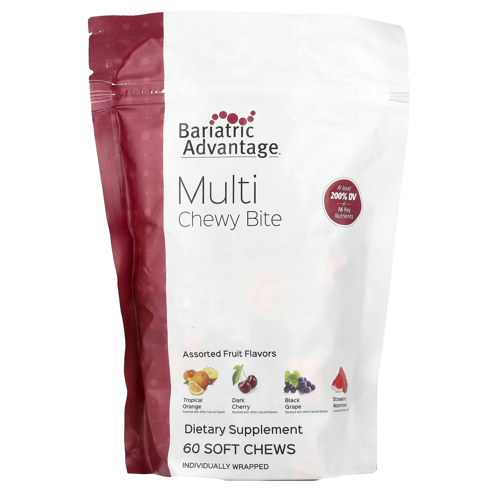 Bariatric Advantage, Multi Chewy Bite, фруктовое ассорти, 60 жевательных таблеток