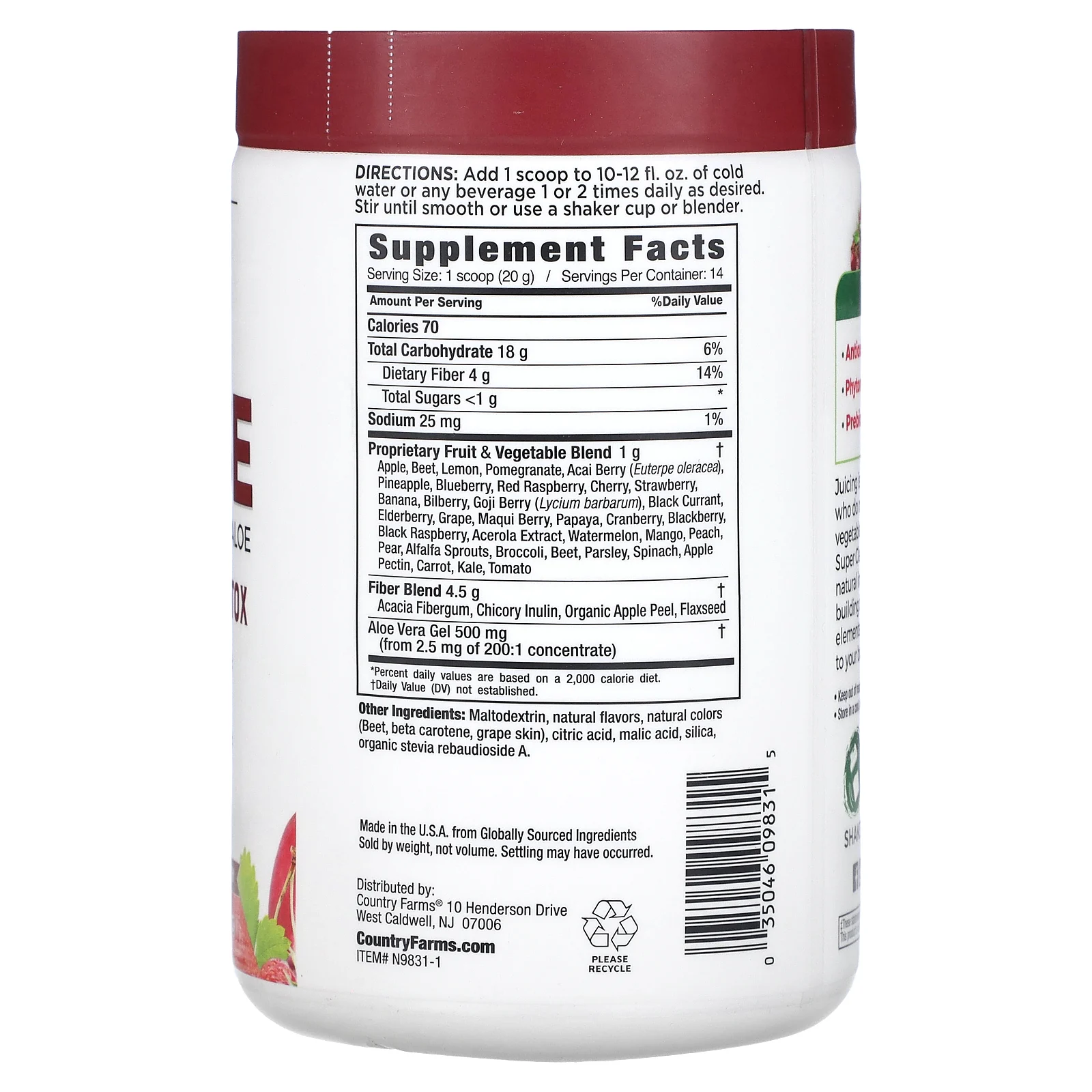 Country Farms, Super Cleanse, с ягодным вкусом, 280 г (9,88 унции)