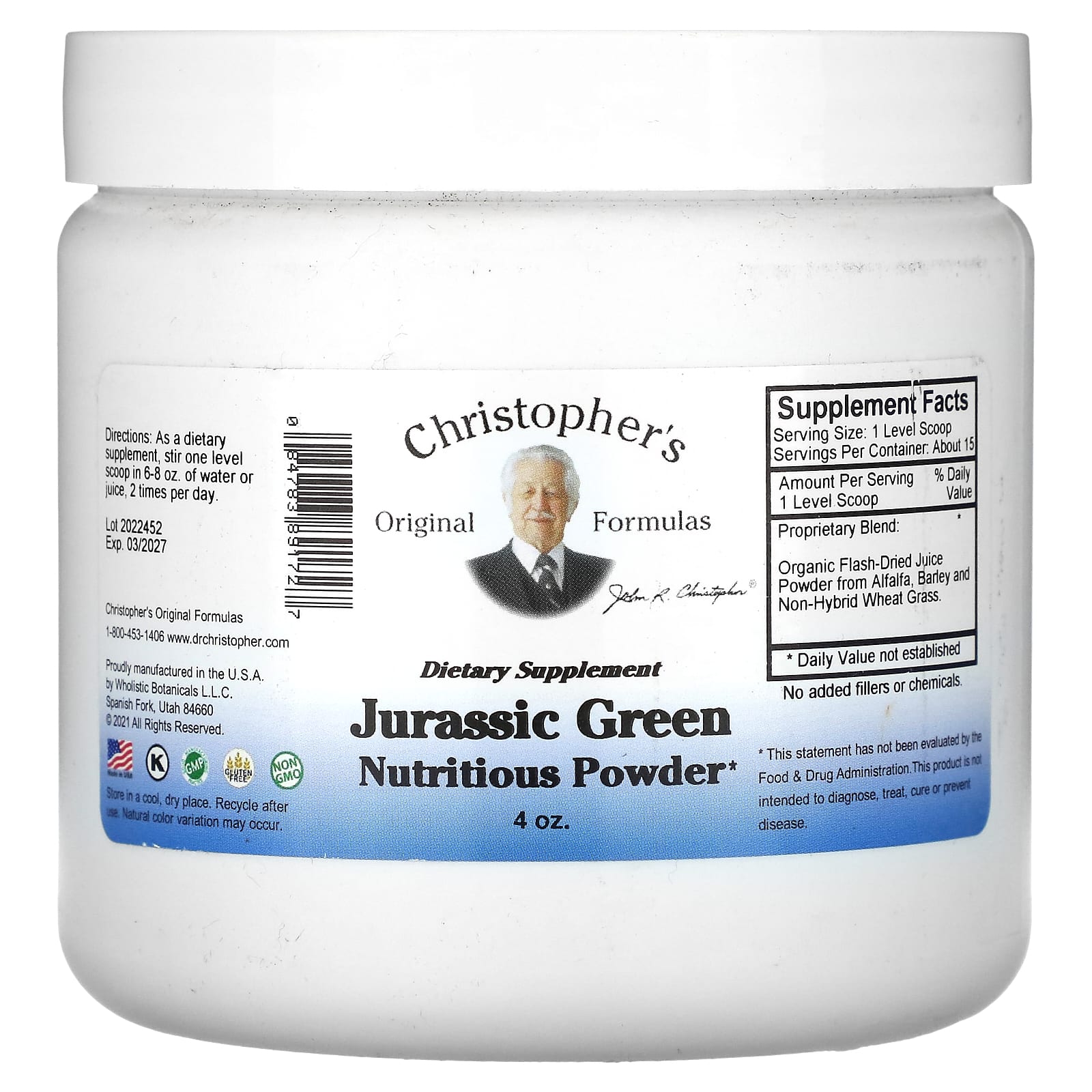 Christopher's Original Formulas, Jurassic Green, питательный порошок, 4 унции