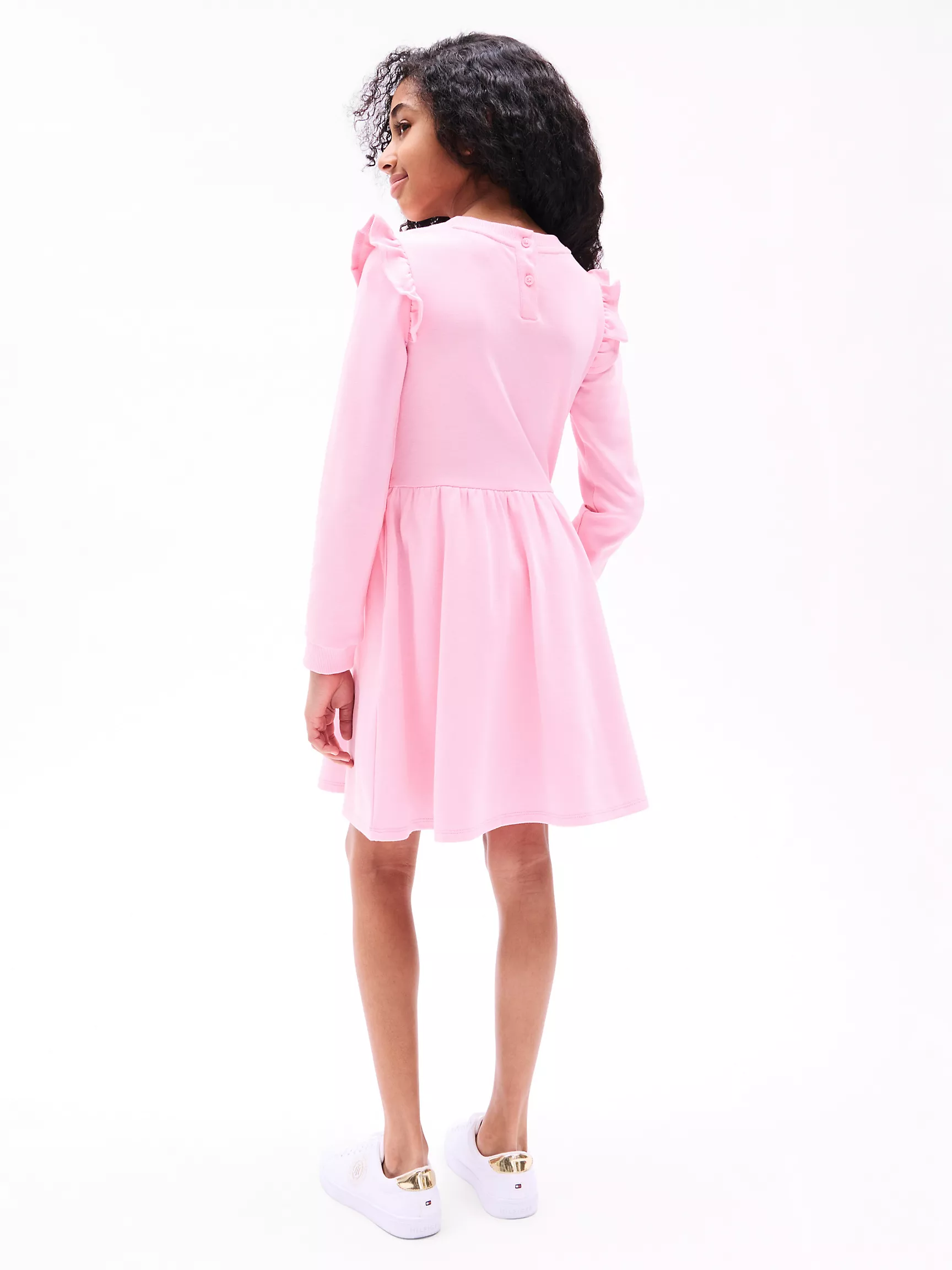 Платье для девочек Tommy Hilfiger, Детское платье Punto с длинным рукавом и рюшами