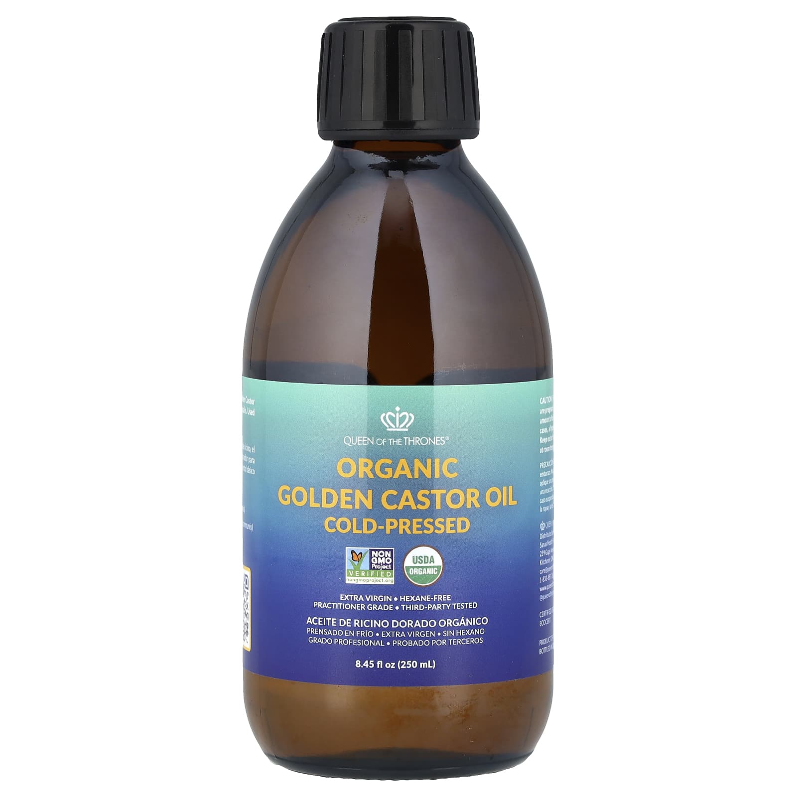 Queen of the Thrones, Органическое золотое касторовое масло холодного отжима, 250 мл (8,45 жидк. Унции)
