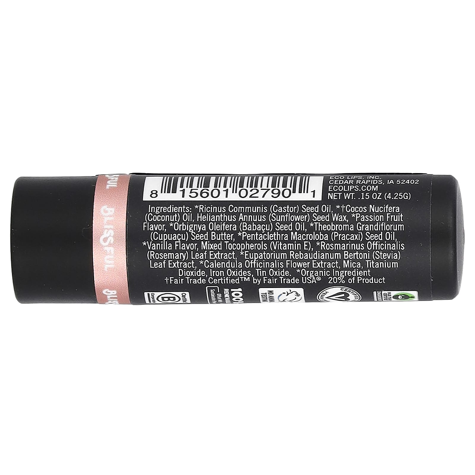 Eco Lips, веганский бразильский блеск для губ, Blissful, 4,25 г (0,15 унции)