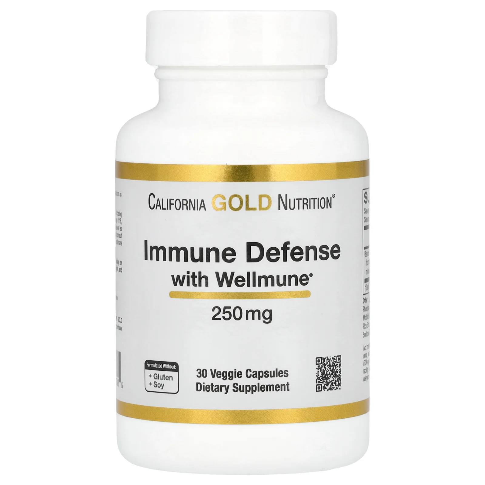 California Gold Nutrition, Immune Defense with Wellmune, бета-глюкан, 250 мг, 30 растительных капсул