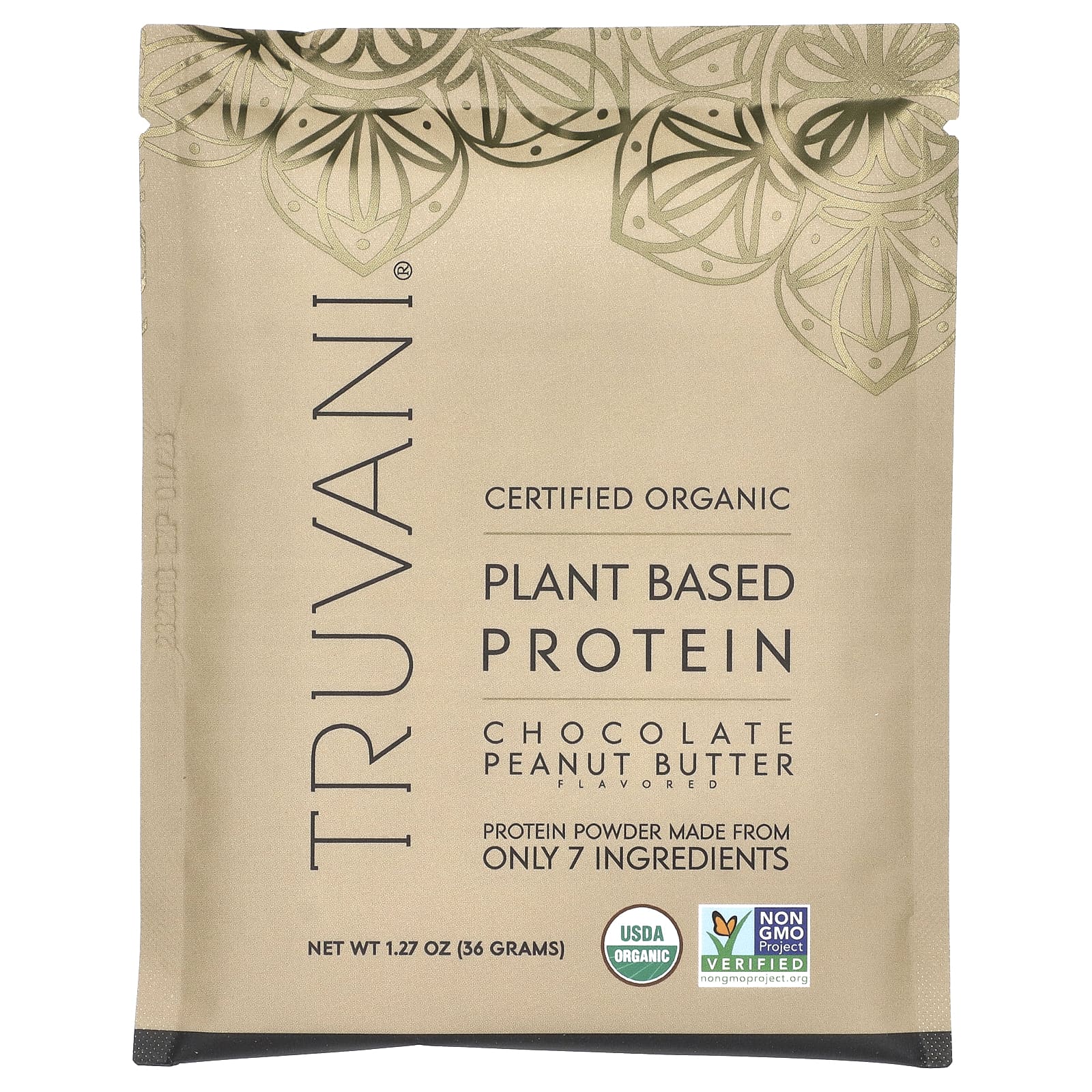 Truvani, Растительный протеиновый порошок, шоколад и арахисовая паста, 10 пакетиков по 36 г (1,27 унции)