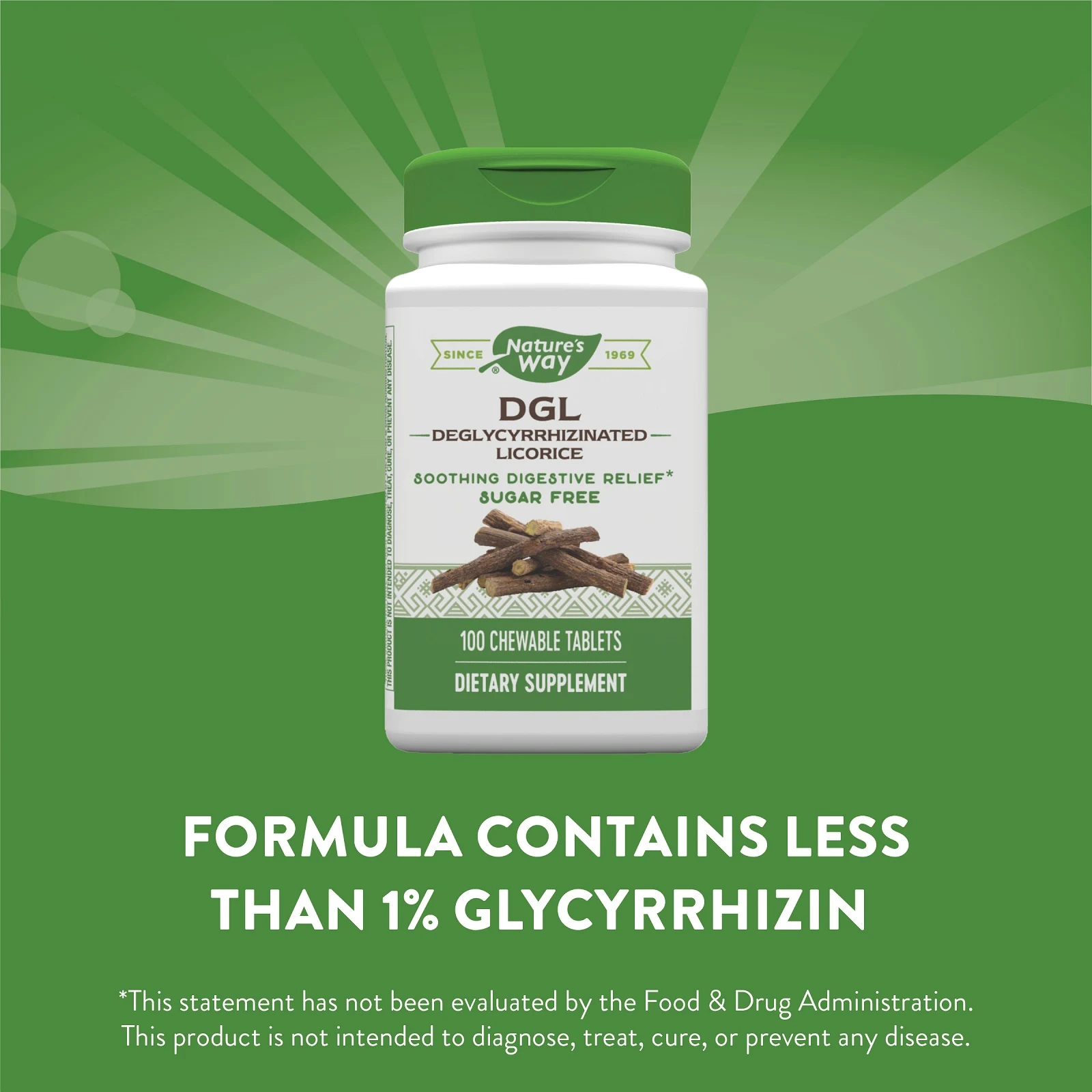 Nature's Way, DGL, глицирризинат солодки, 100 жевательных таблеток