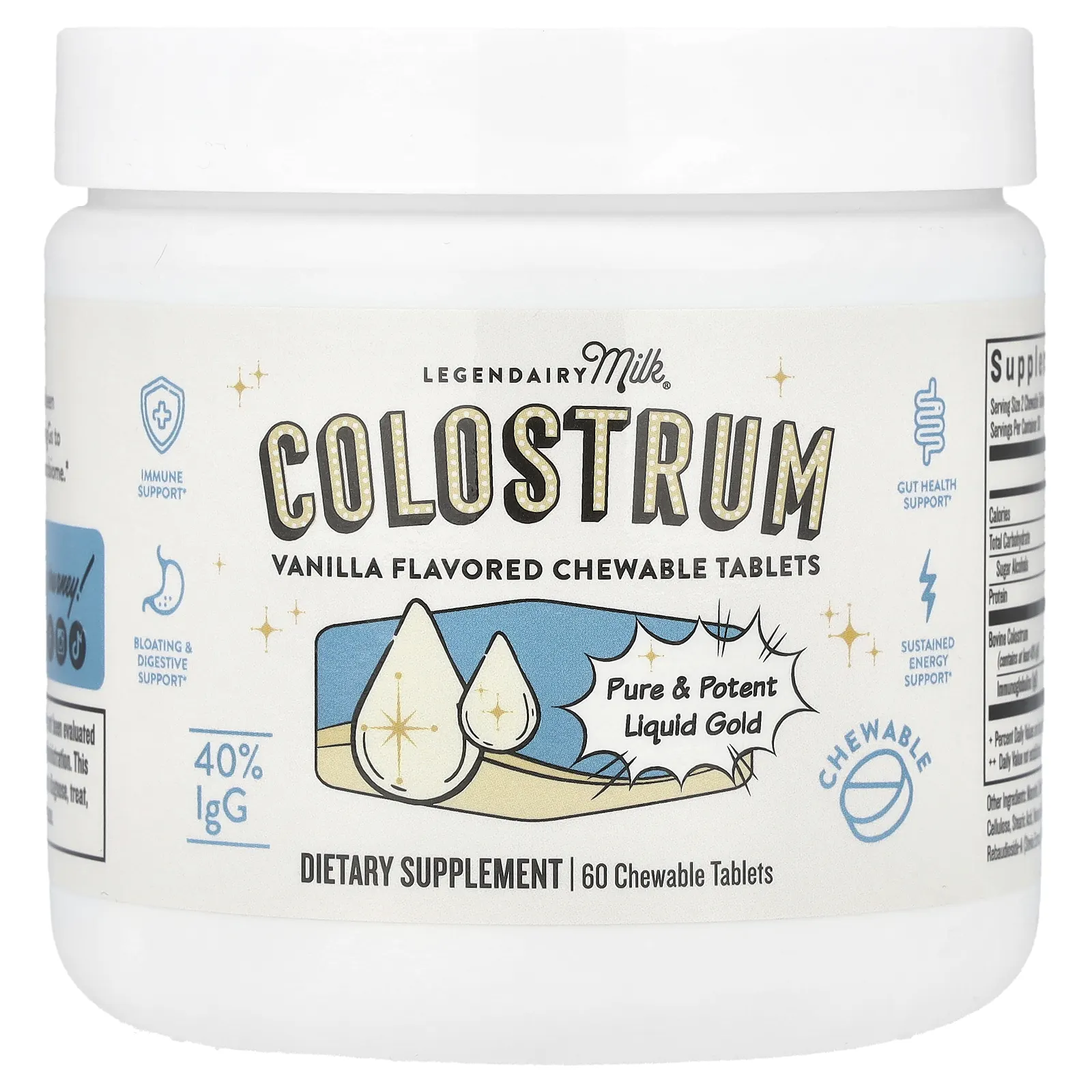 Legendairy Milk, молозиво, ваниль, 60 жевательных таблеток