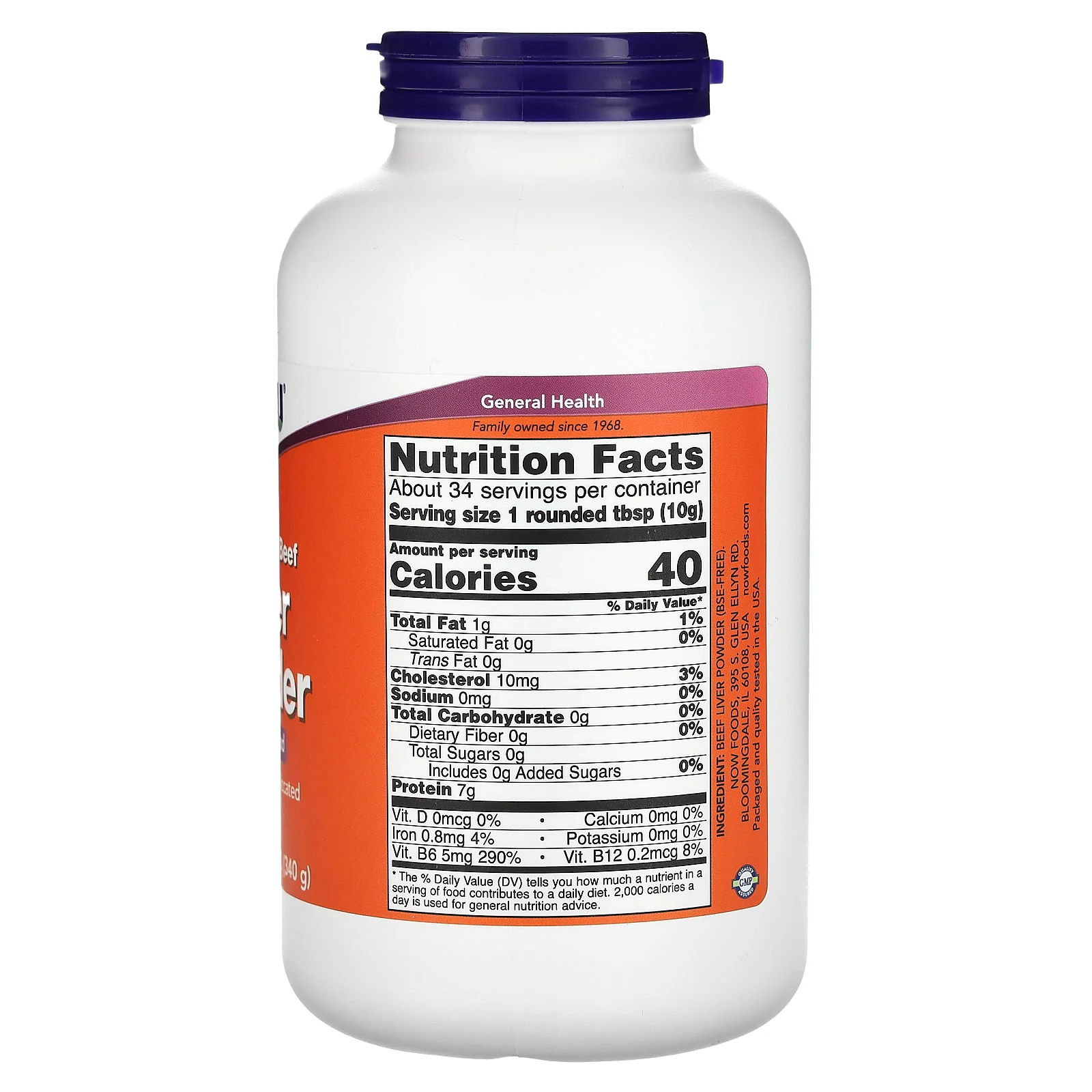 NOW Foods, порошок из аргентинской говяжьей печени, 340 г (12 унций)