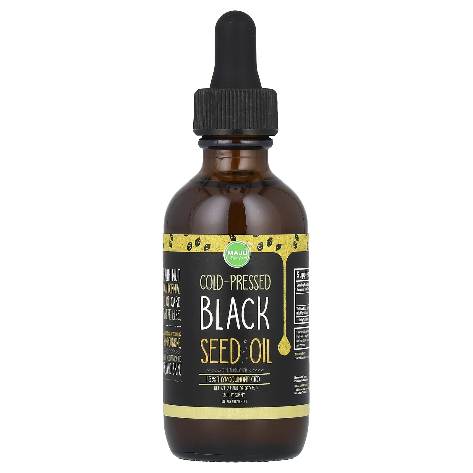 Maju Superfoods, Масло черного тмина холодного отжима, 60 мл (2 жидк. унц.)
