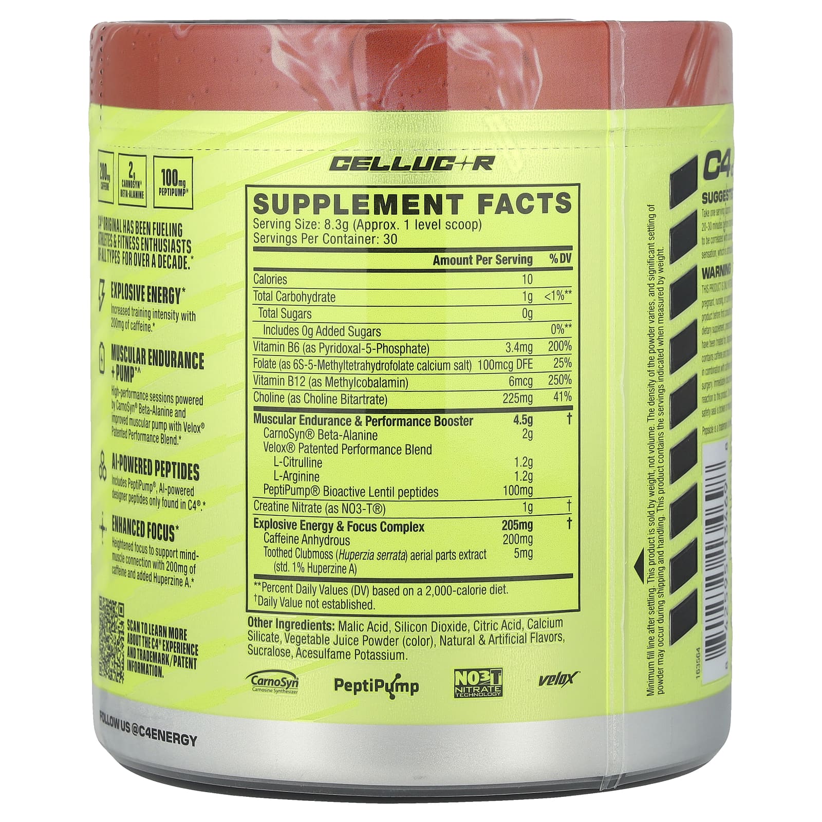 C4 / Cellucor, C4 Original, фруктовое мороженое с вишней, перед тренировкой, 249 г (8,8 унции)