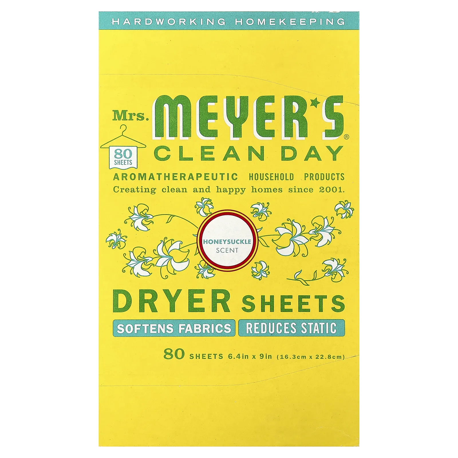Mrs. Meyers Clean Day, салфетки для сушки волос, жимолость, 80 шт.